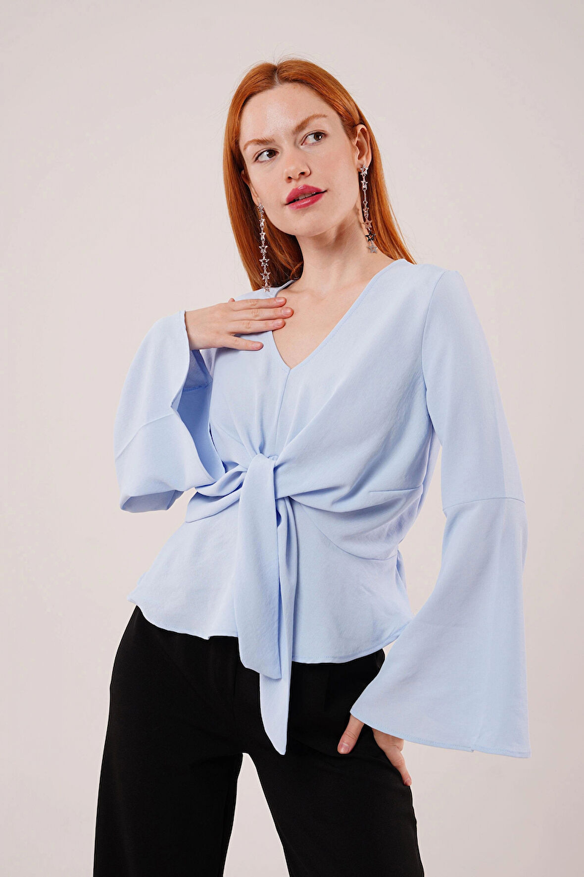 Ön Bağlamalı Volan Kol Bebe avisi Bluz