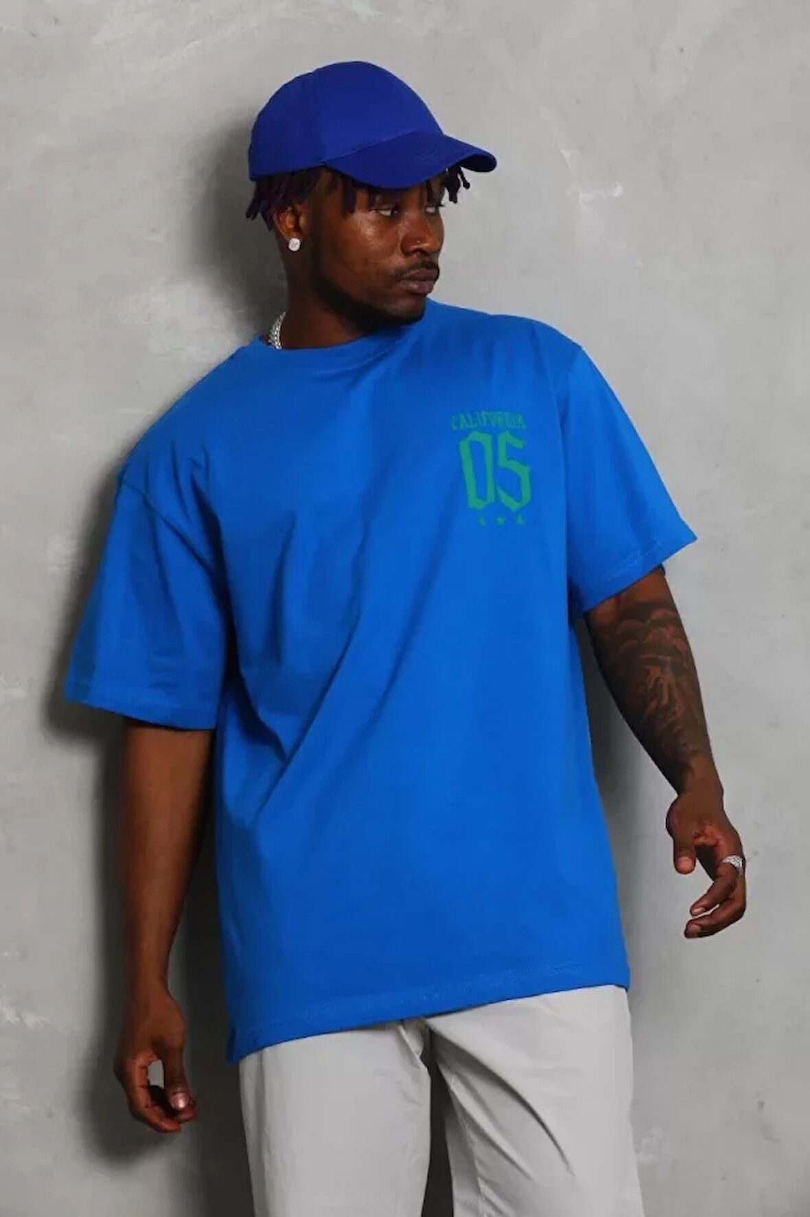 Unisex Oversize Baskılı Bisiklet Yaka Thirt  avi