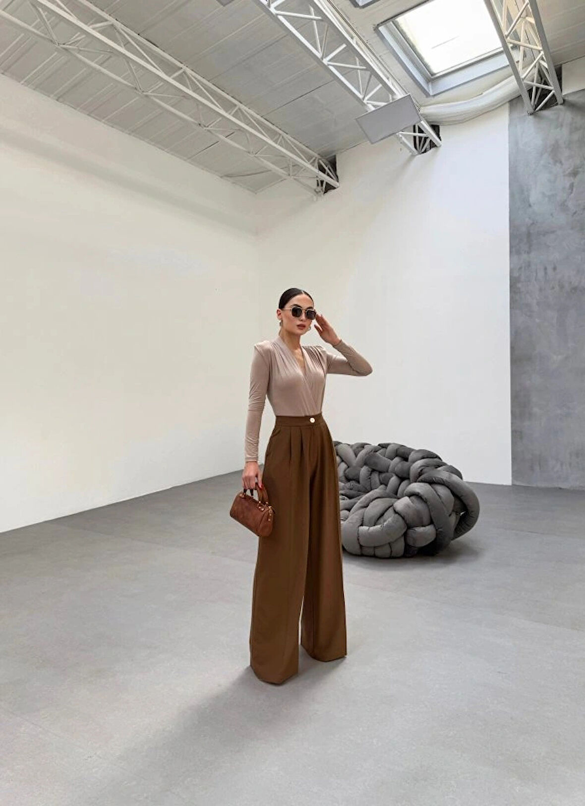 230 Gr Poly Viscose Full Lycra Pi̇leli̇ Palazzo Pantolon