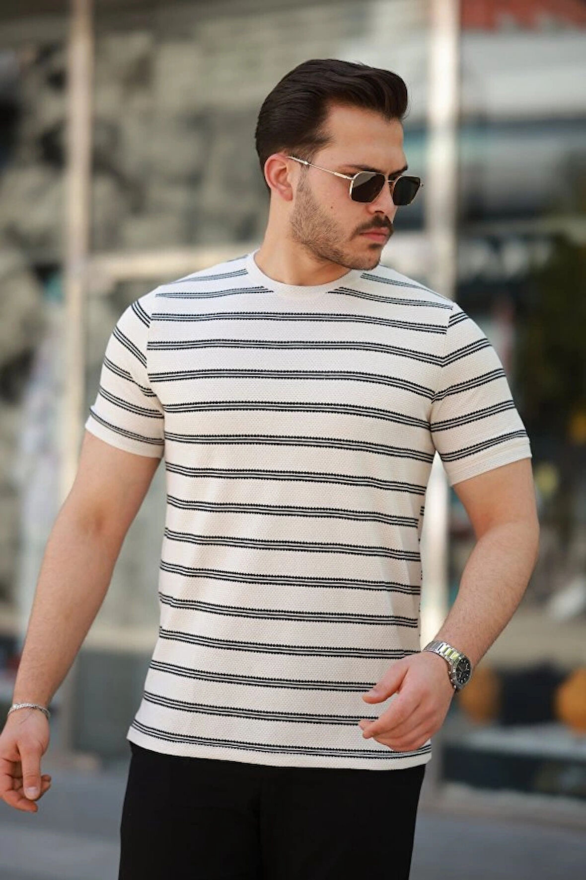 Erkek çizgili Kısa Kollu Tshirt