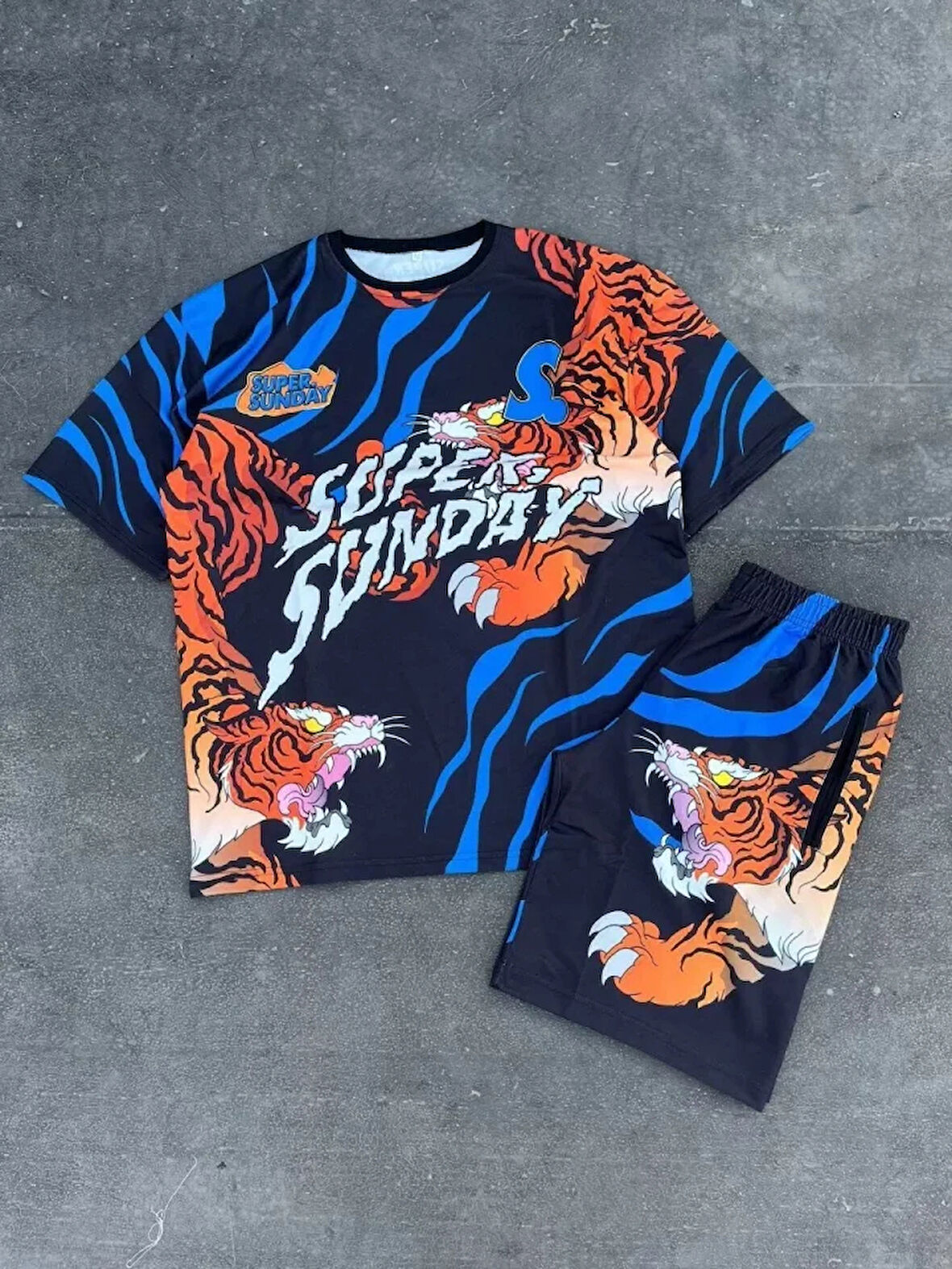 Erkek Dijital Baskılı Şortlu Takım  avi