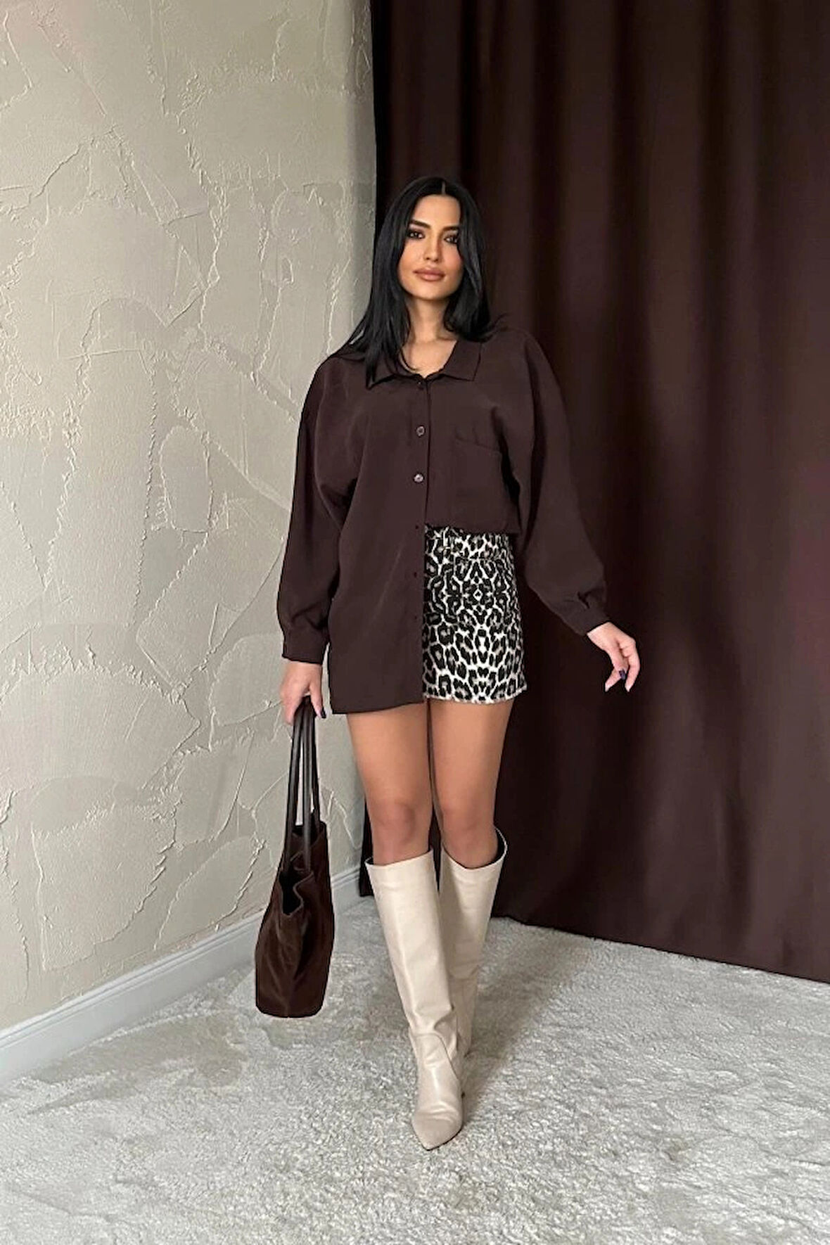 Kahverengi alaş Gömlek