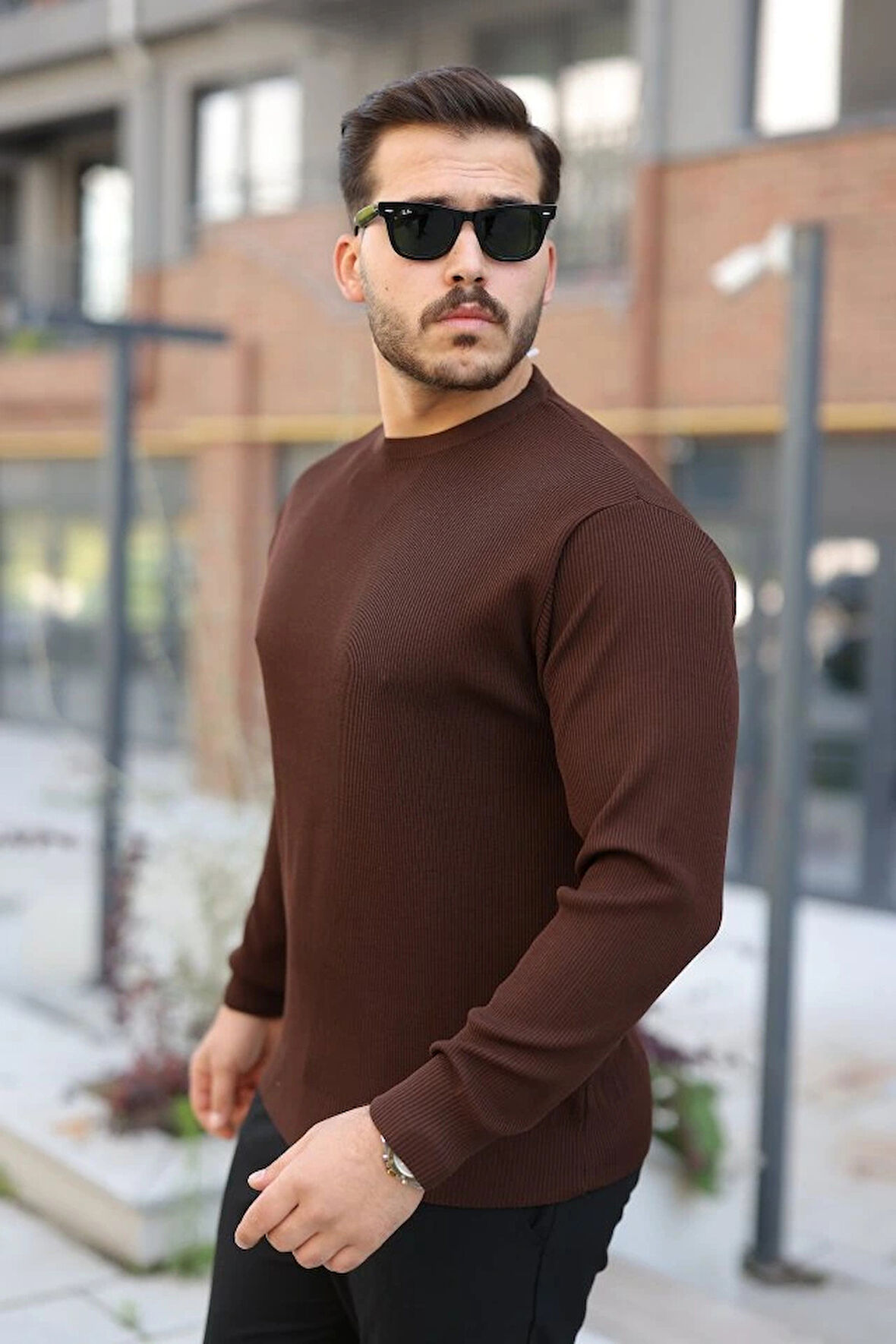 Erkek Selanik Örme Bisiklet Yaka Triko