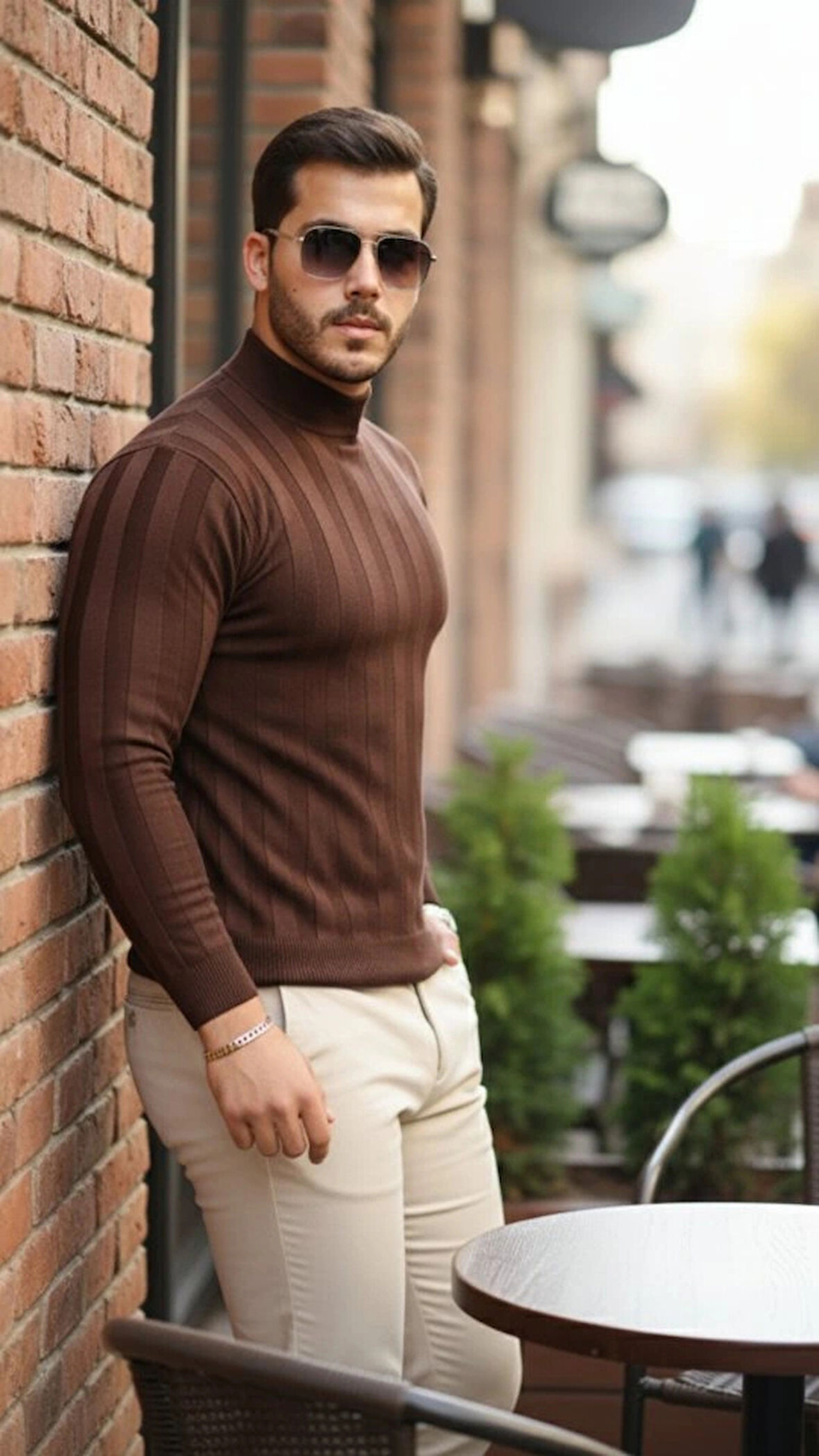 Erkek Yarım Balıkçı Yaka Kabartma Desenli Triko