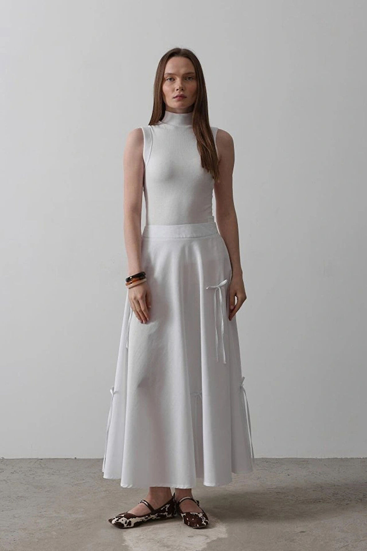 Fiyonk Kloş Etek  Beyaz