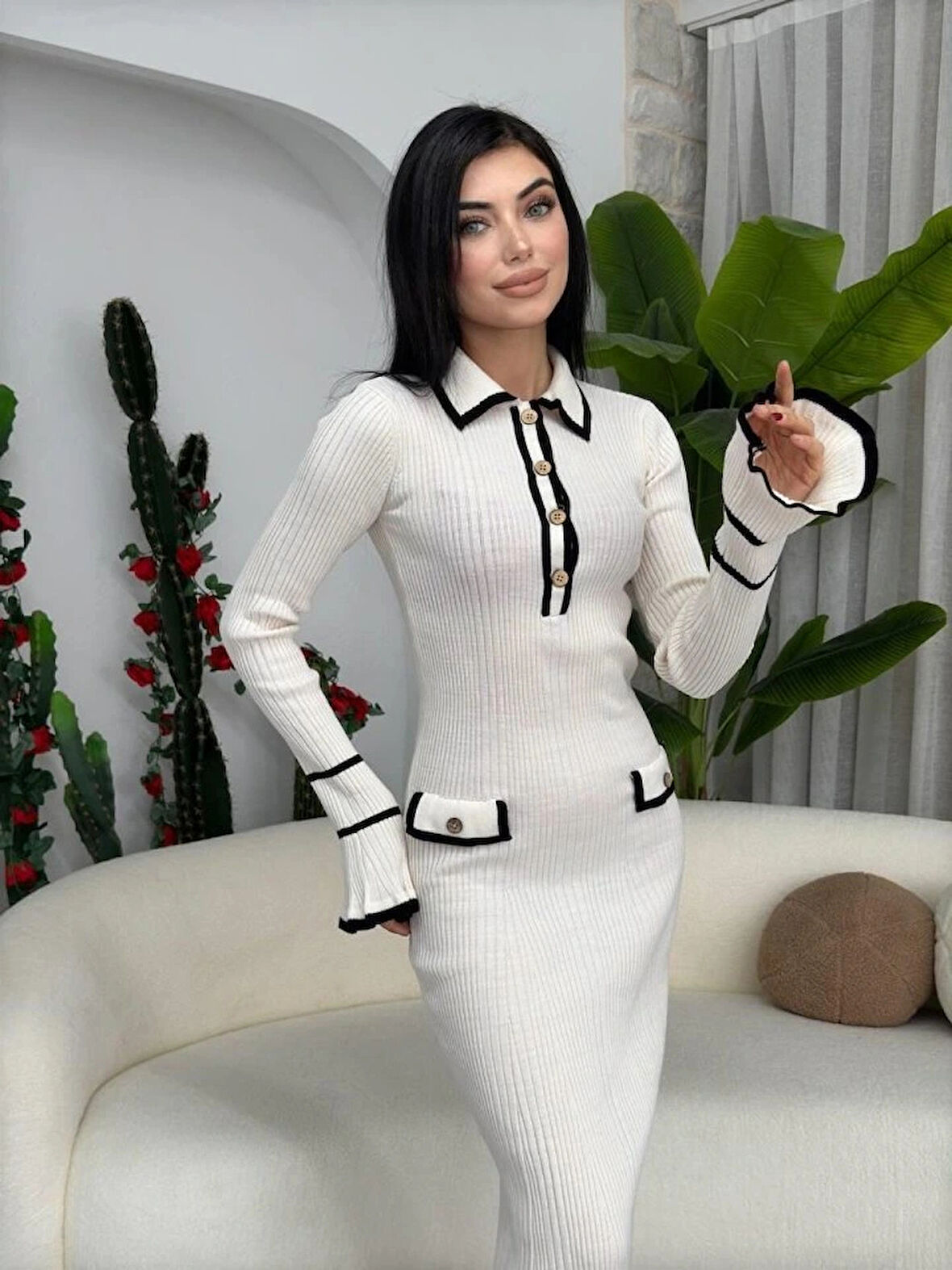 Wale Cep Detaylı Elbise