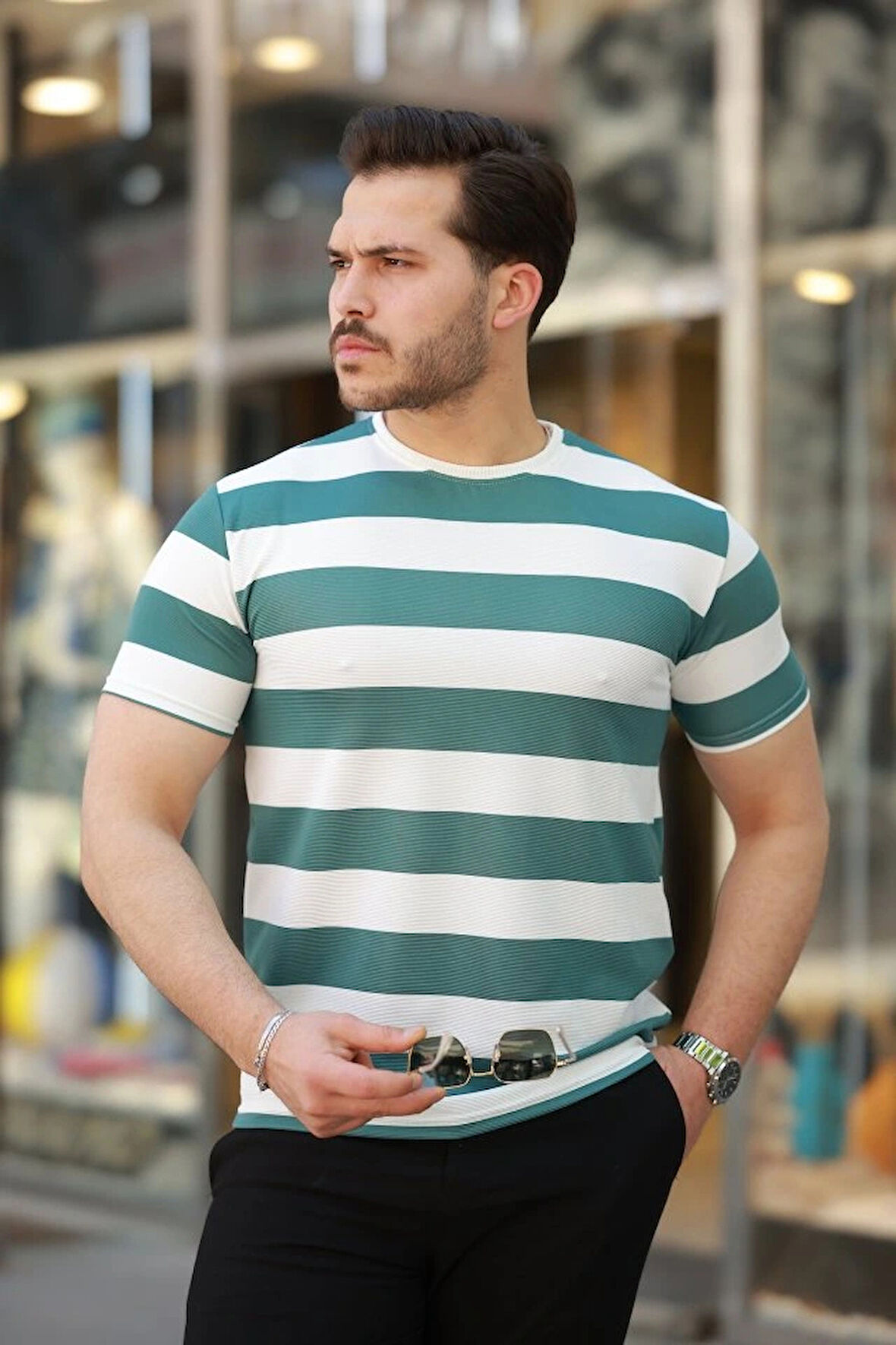 Erkek çift Renk Pamuklu örme Kumaş Kısa Kollu Tshirt