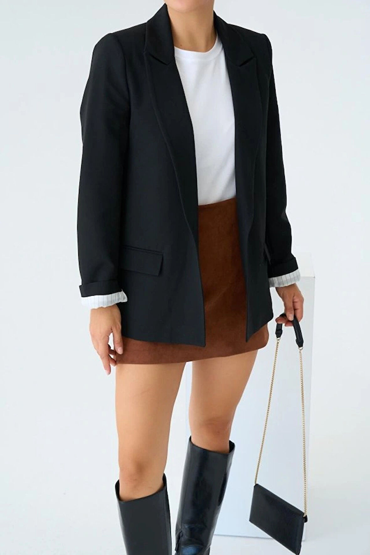 Astarı Çizgili Ceket  iyah