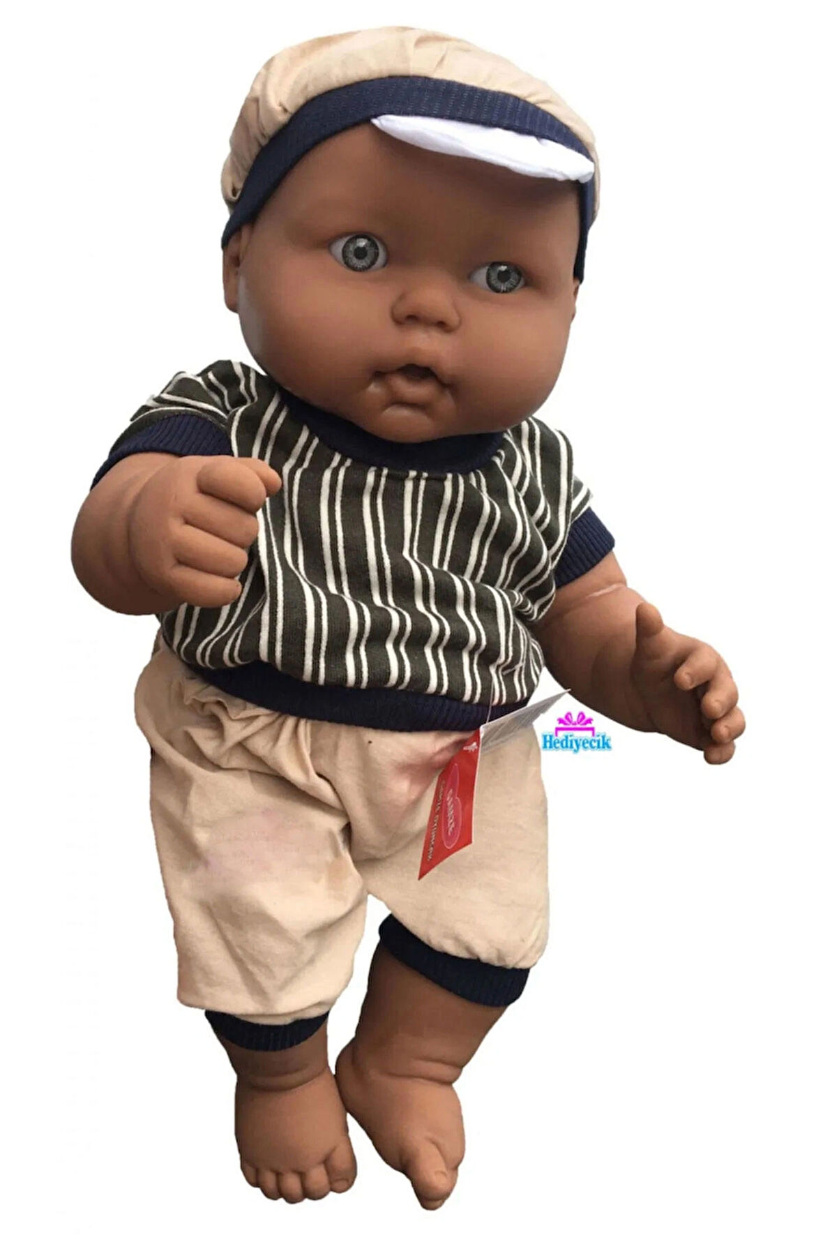 Oyuncak Türkçe Konuşan Zenci Kel Et Bebek 40 cm