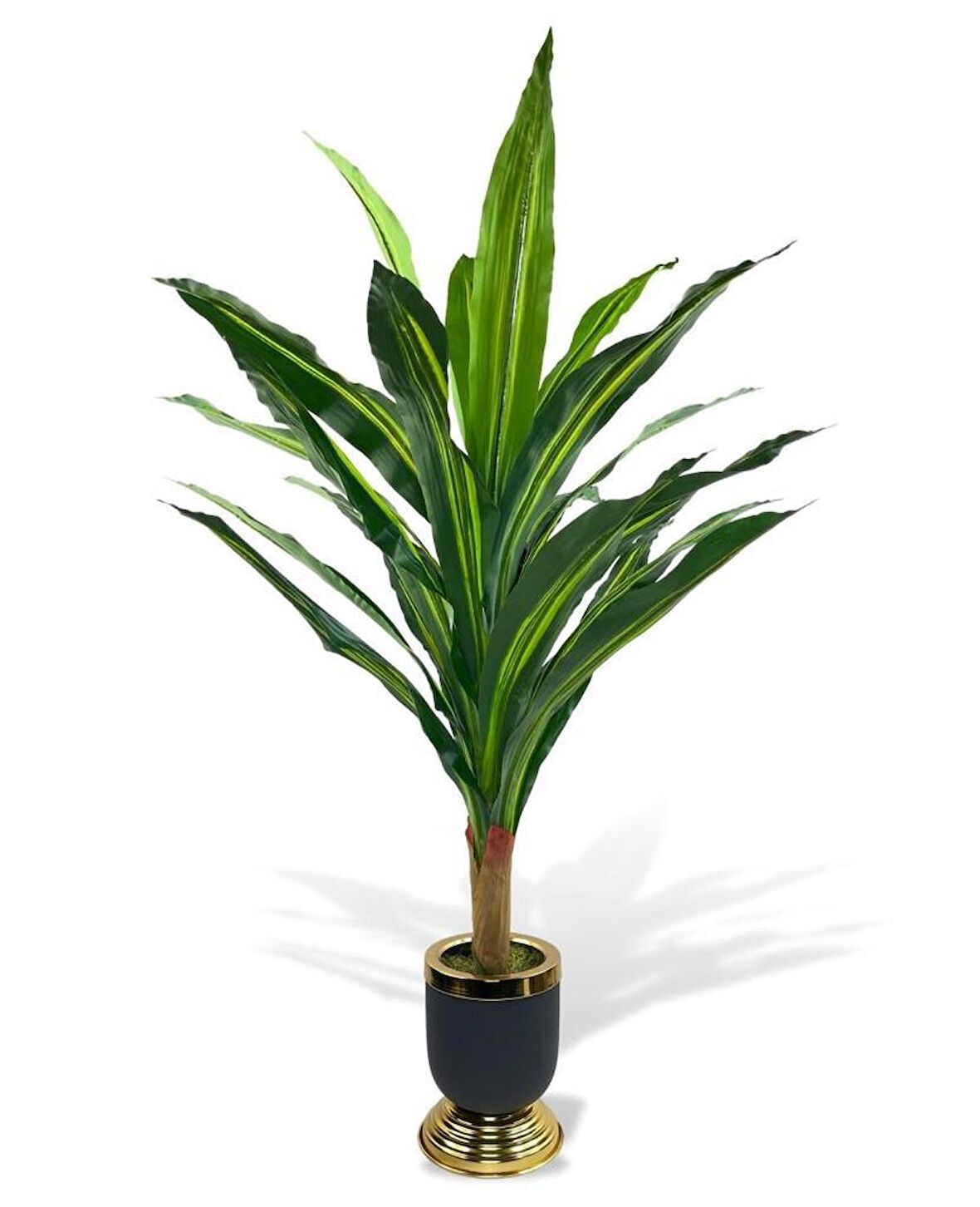 Yapay Çiçek Kılıç Yukka Ağacı 115cm Salon Bitkisi Siyah Gold Galvaniz Vazoda
