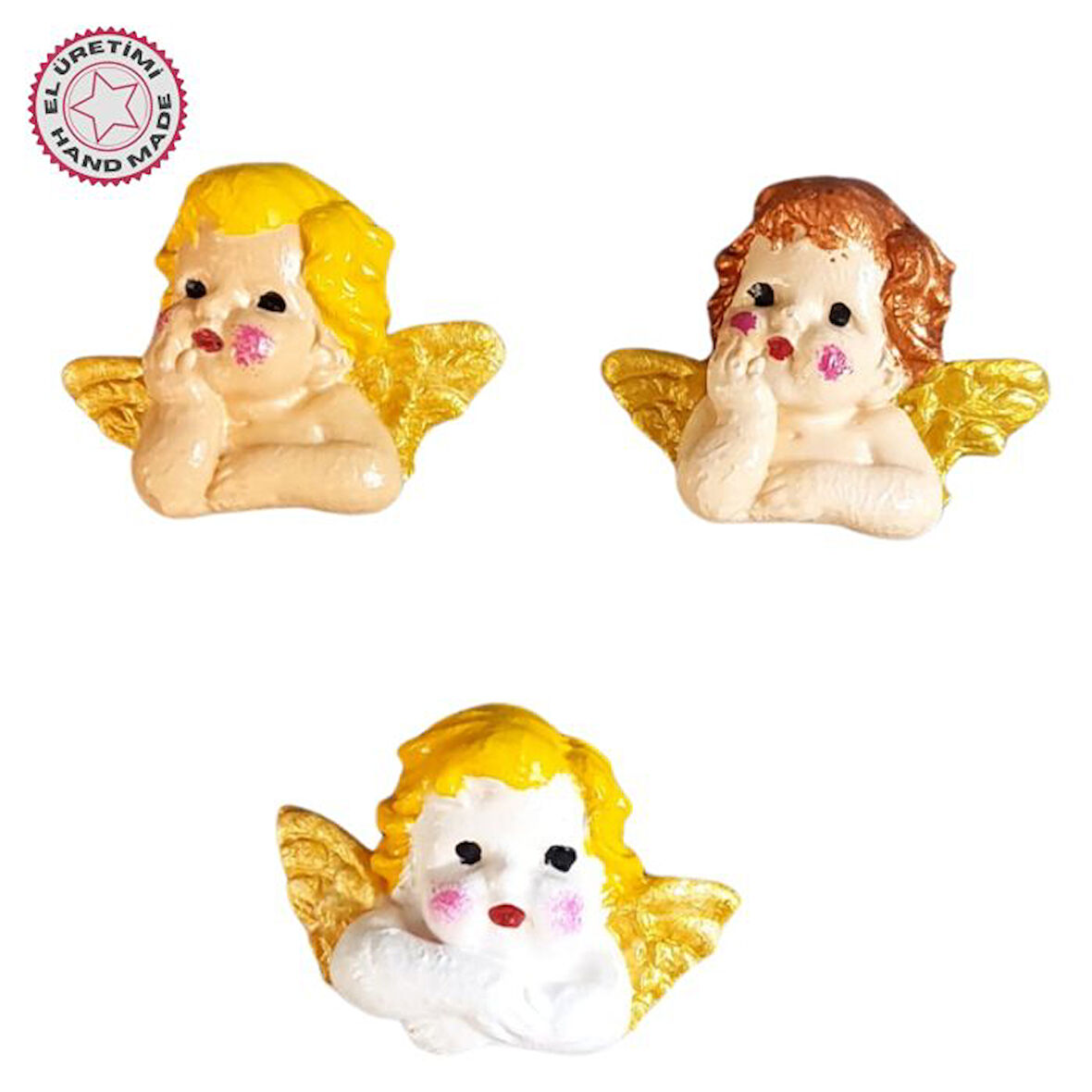 Uretti - Ayşe 7362 5742 El Yapımı 3'lü Sevimli Melek Magnet Seti - 4 x 5 cm