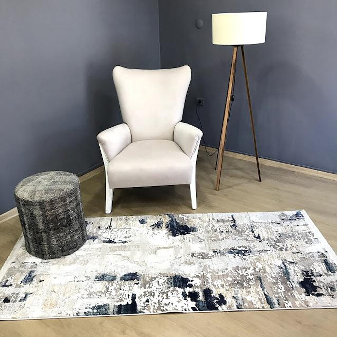 Hoom Rugs Prince 1011 Mavi Gri Makine Dokuma Yumuşak Akrilik Modern Halı