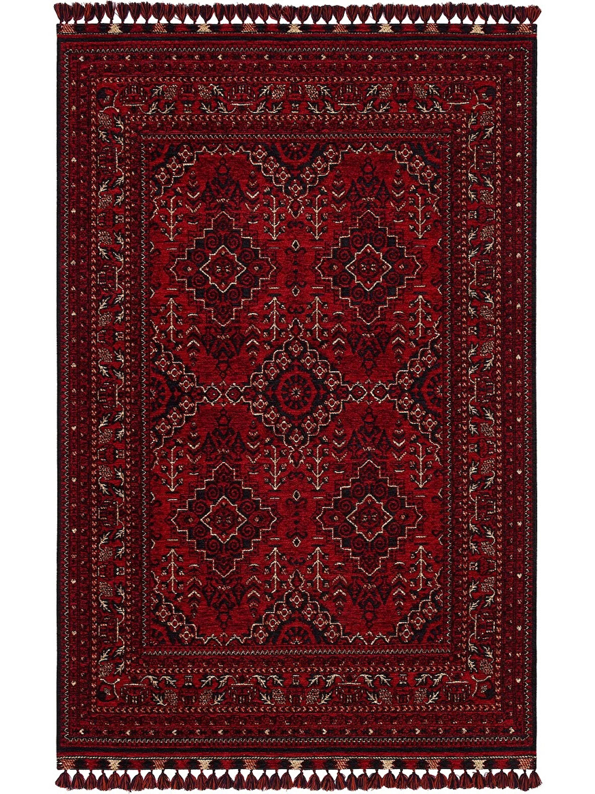 Hoom Rugs Afgan AFG 05 Red Antibakteriyel Kaymaz Tabanlı Dekoratif Kilim