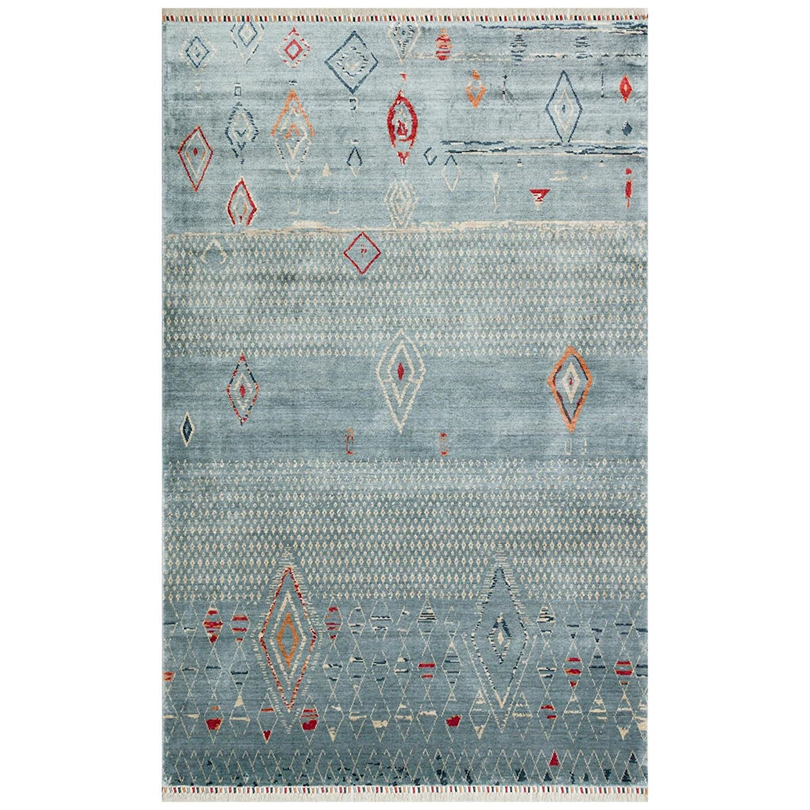 Hoom Rugs Nepal ZR 15 Yün Viskon Tensel Aqua Multy Otantik Modern Uşak Desenli Halı