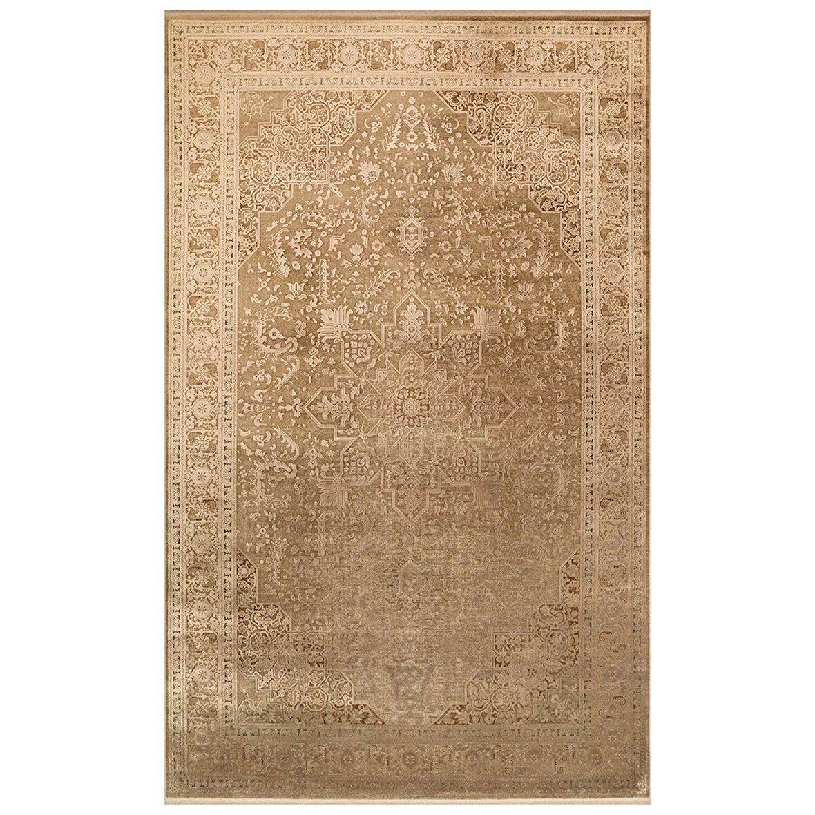 Hoom Rugs Babylon BBL 02 Rayon Viskon Eskitme Desenli Bronze Vintage Salon Halısı
