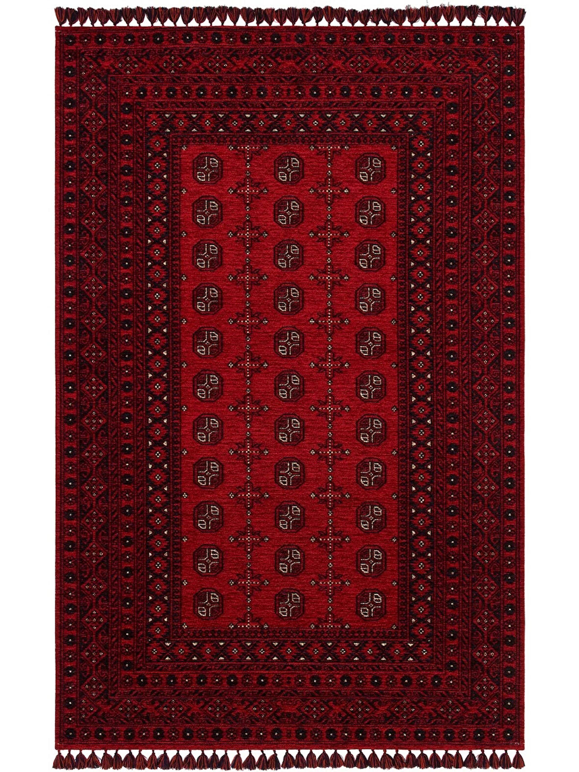Hoom Rugs Afgan AFG 04 Red Antibakteriyel Kaymaz Tabanlı Dekoratif Kilim