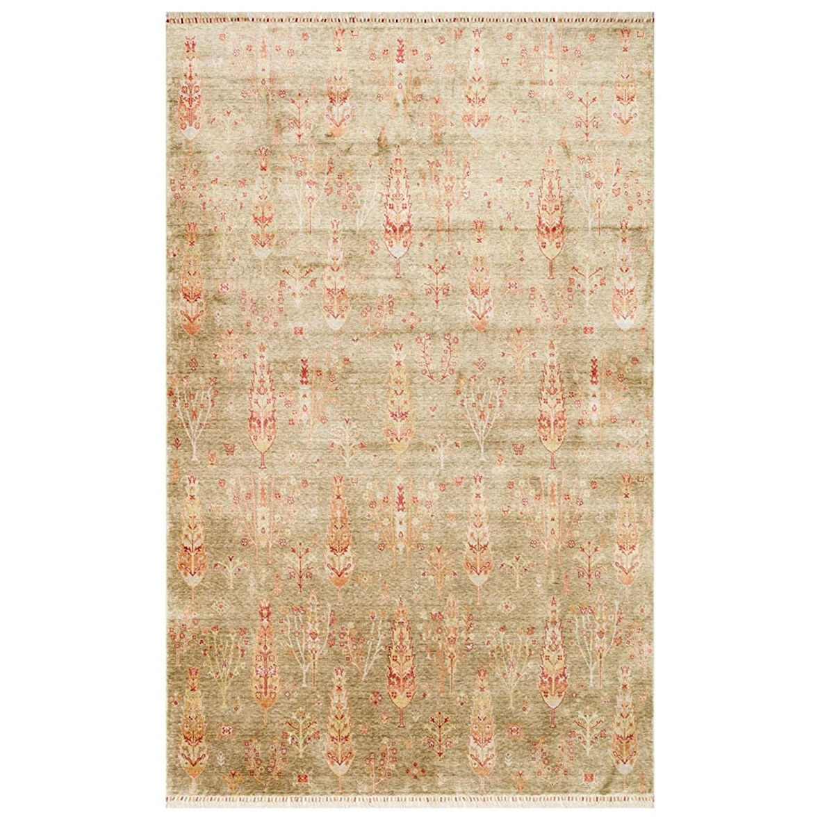 Hoom Rugs Nepal ZR 08 Yün Viskon Tensel Green Autumn Otantik Modern Uşak Halısı