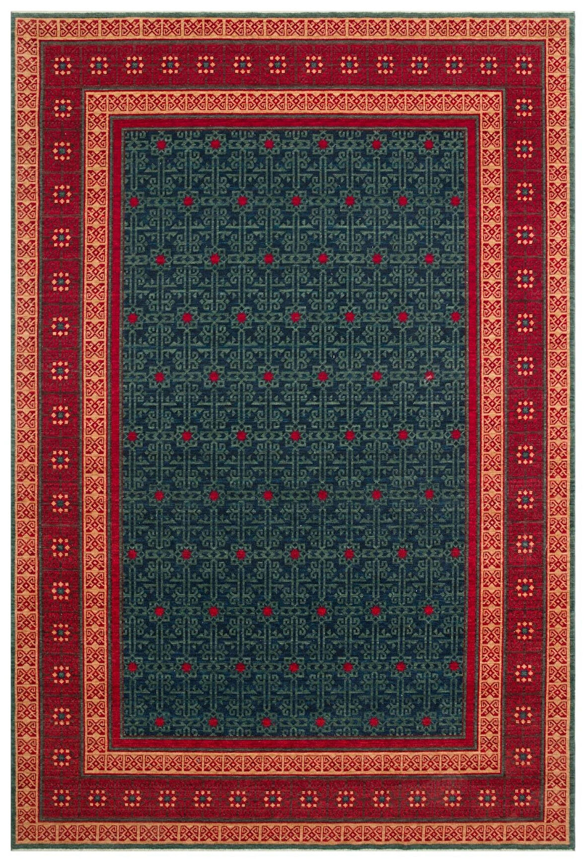 Hoom Rugs Cadis KDM 13 Navy Red Yeni Zelanda Yünü El Emeği Kara Tezgah Halısı