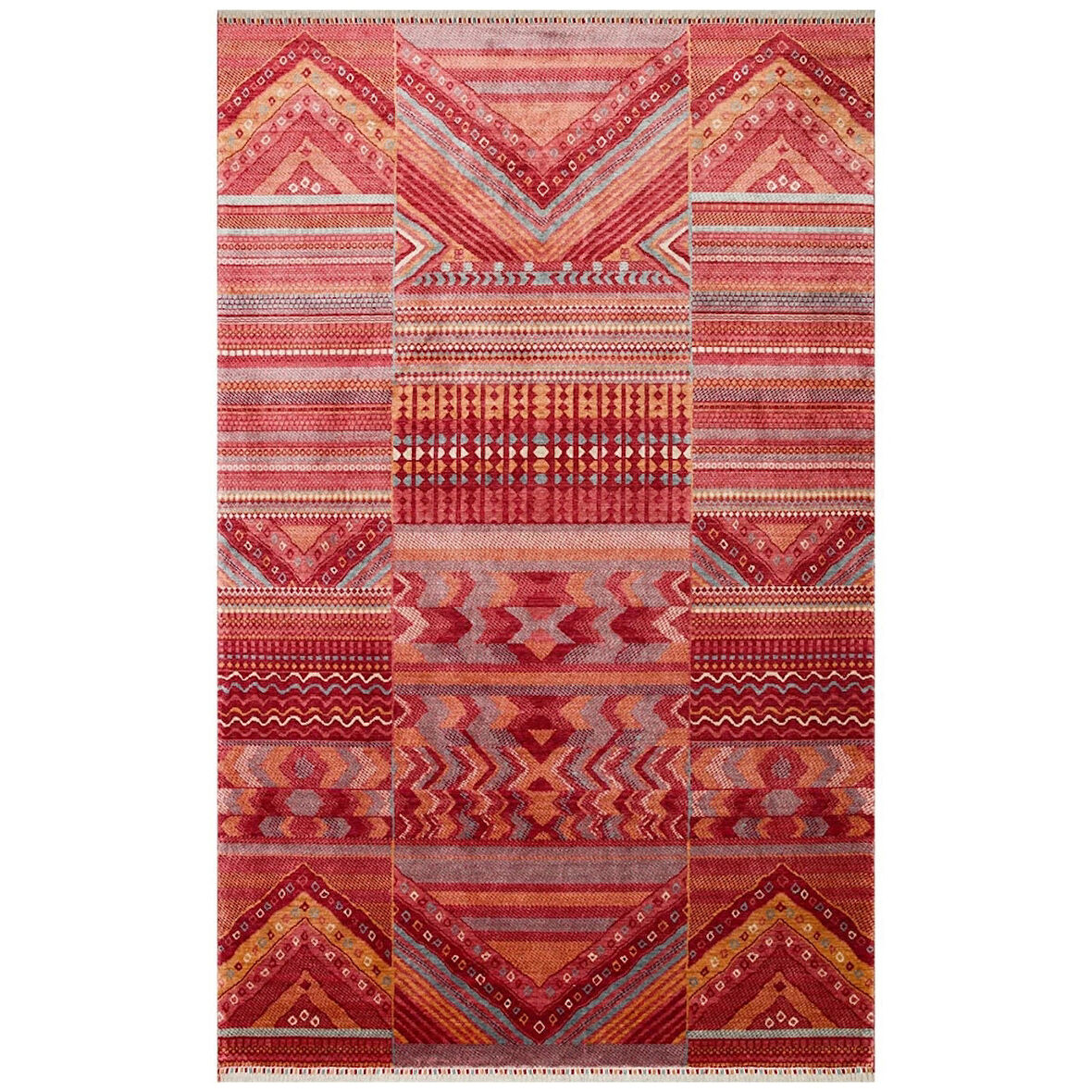 Hoom Rugs Nepal ZR 18 Yün Viskon Tensel Kırmızı Multy Otantik Uşak Desenli Halı