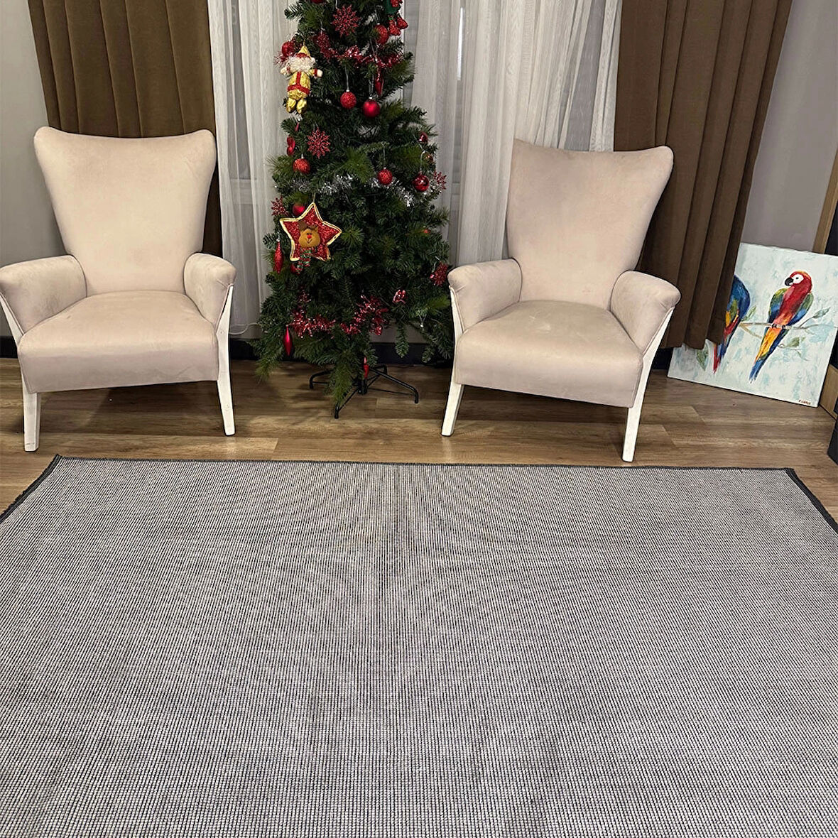 Luxess Kilim Grey Hav Toz Vermez Kaymaz Kolay Kullanımlı Yıkanabilir Düz Renk Kilim