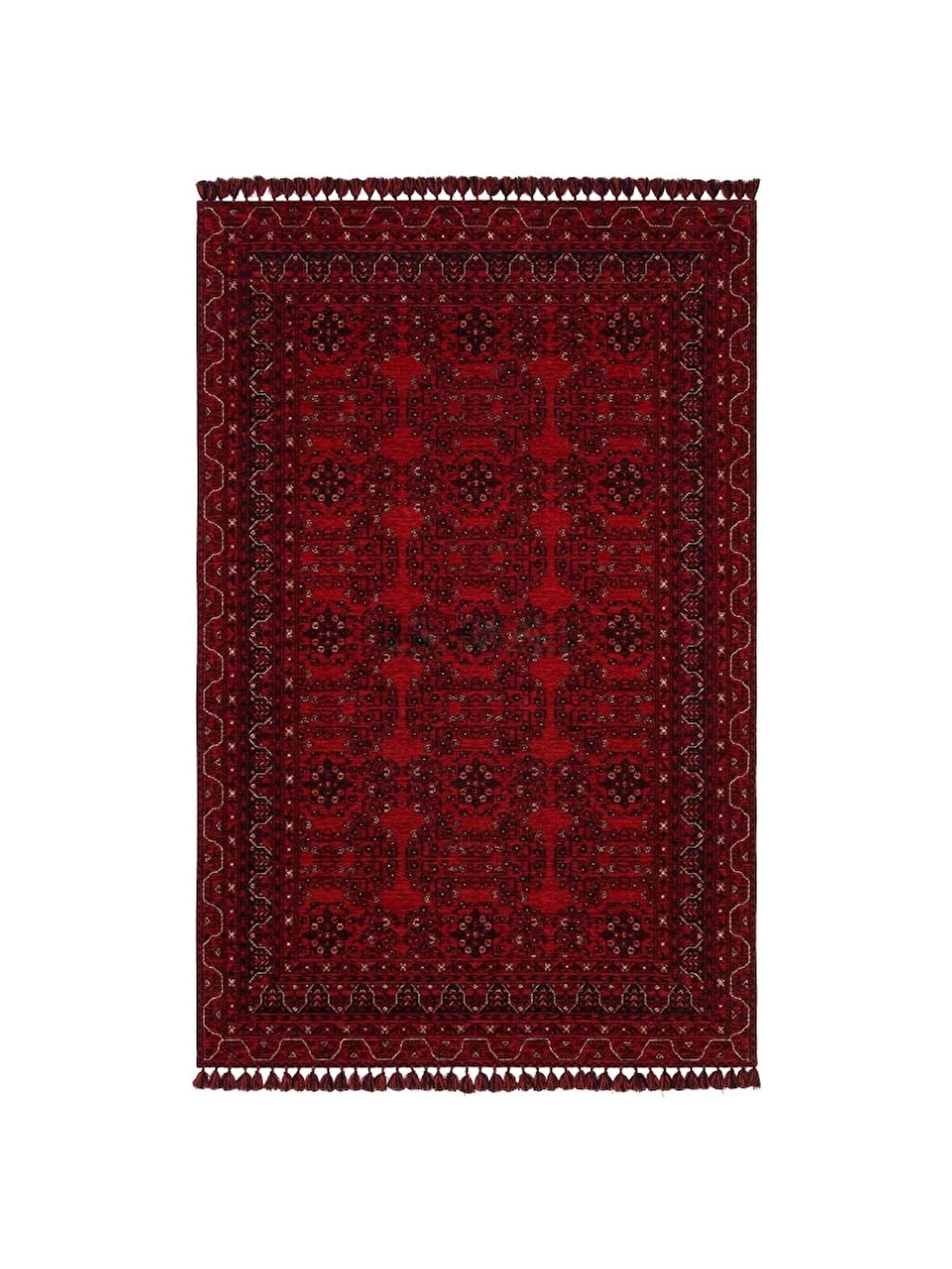 Hoom Rugs Afgan AFG 02 Red Antibakteriyel Kaymaz Tabanlı Dekoratif Kilim