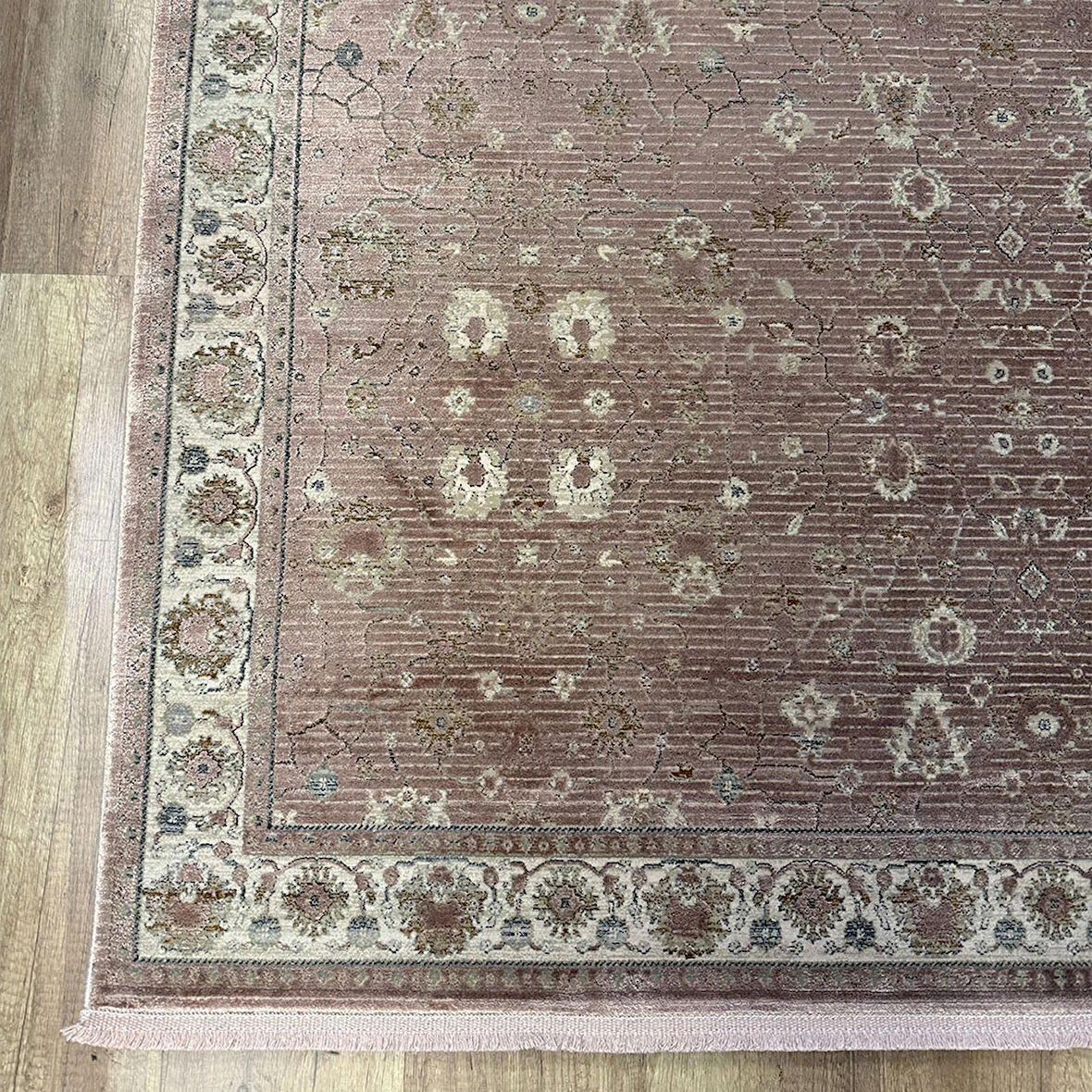 Hoom Rugs Silver 4134 Krem Mürdüm Saçaklı Salon Halısı