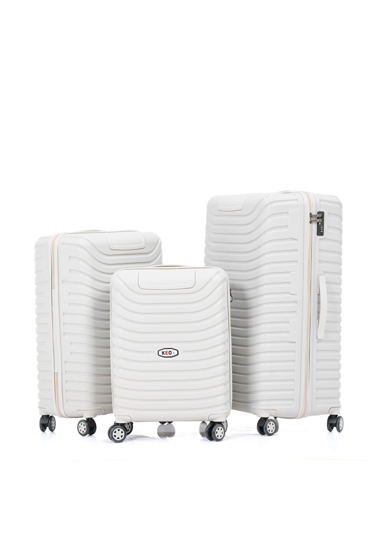 Keo-Plus Kemik 3 lü Set Silikon Kırılmaz PP Valiz