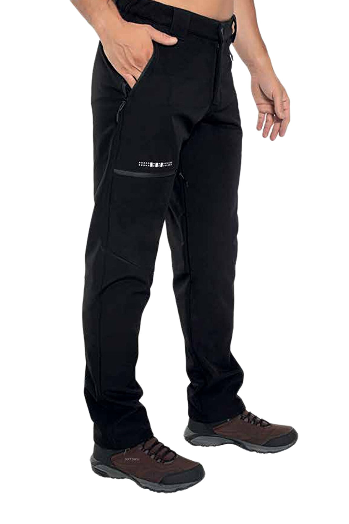 Crozwise Softshell Siyah Kışlık Polarlı Outdoor Pantolon - 2228-10 