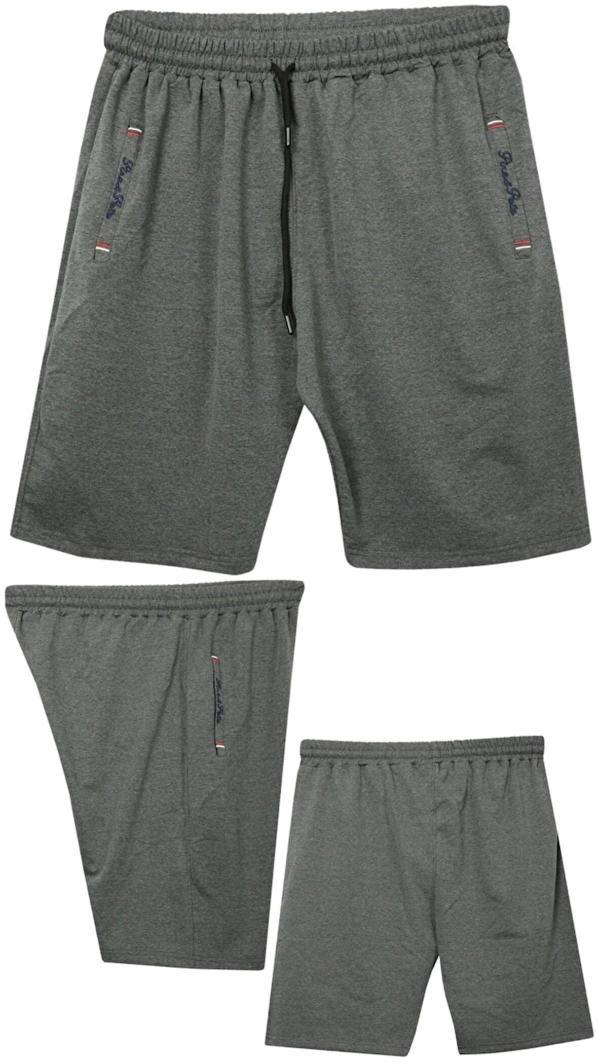 Büyük Beden 110 - 155 Kilo Arası İçin Uygun Bedenli Cepleri Nakış Detaylı Likralı Penye Erkek Şortu