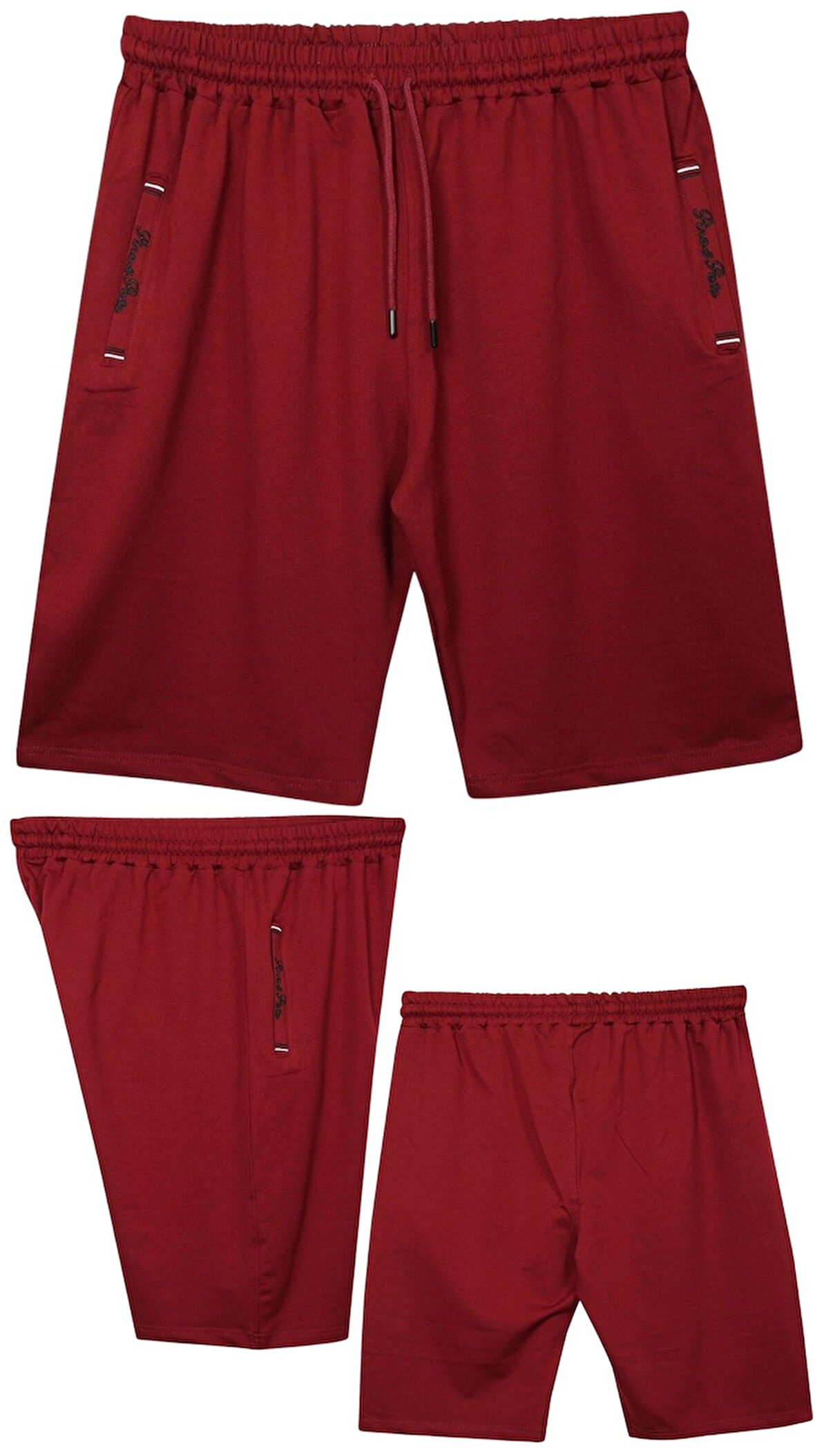 Büyük Beden 110 - 155 Kilo Arası İçin Uygun Bedenli Cepleri Nakış Detaylı Likralı Penye Erkek Şortu