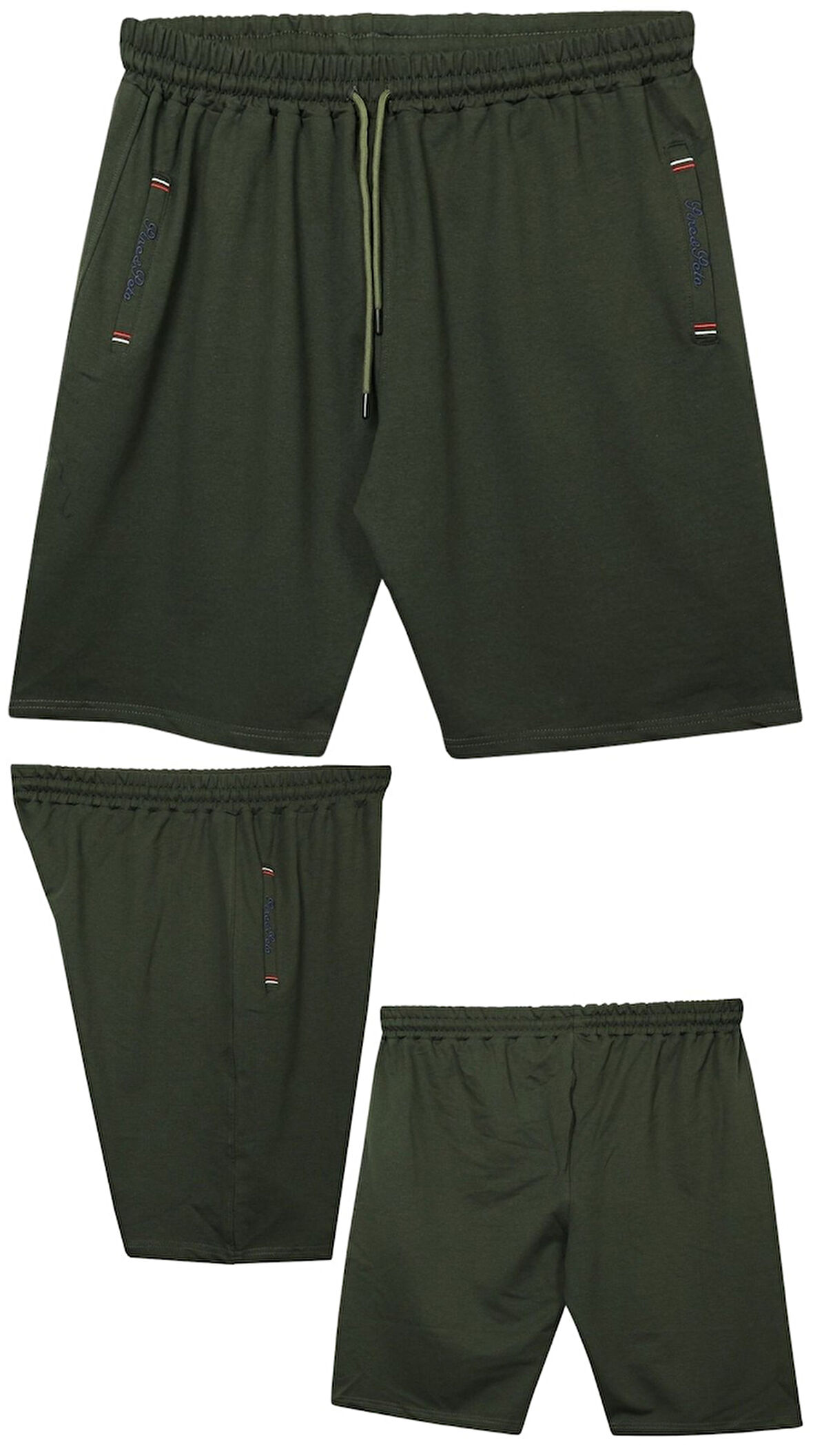 Büyük Beden 110 - 155 Kilo Arası İçin Uygun Bedenli Cepleri Nakış Detaylı Likralı Penye Erkek Şortu