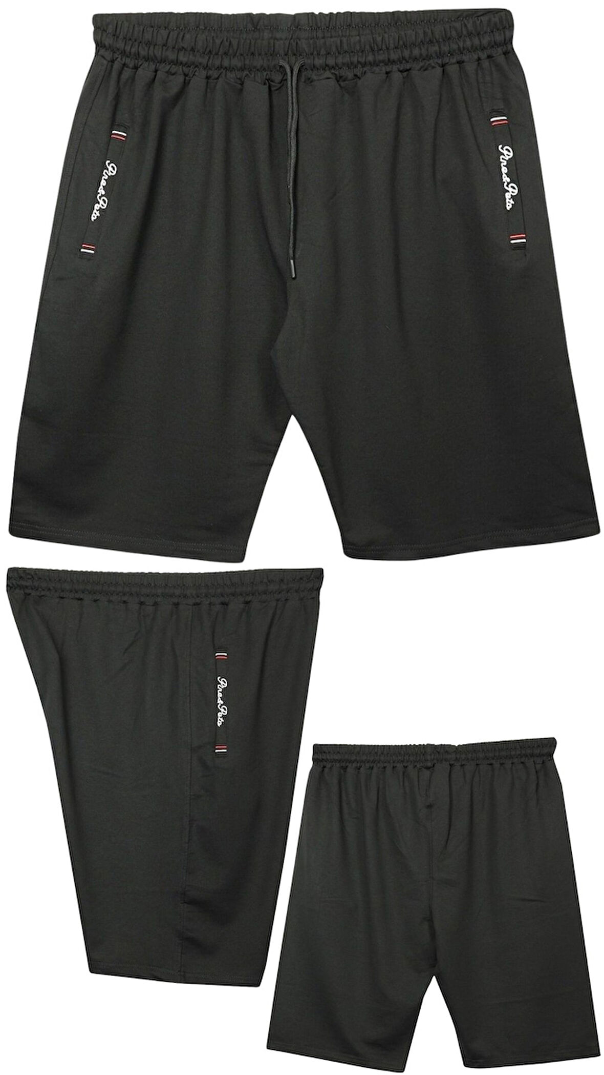 Büyük Beden 110 - 155 Kilo Arası İçin Uygun Bedenli Cepleri Nakış Detaylı Likralı Penye Erkek Şortu