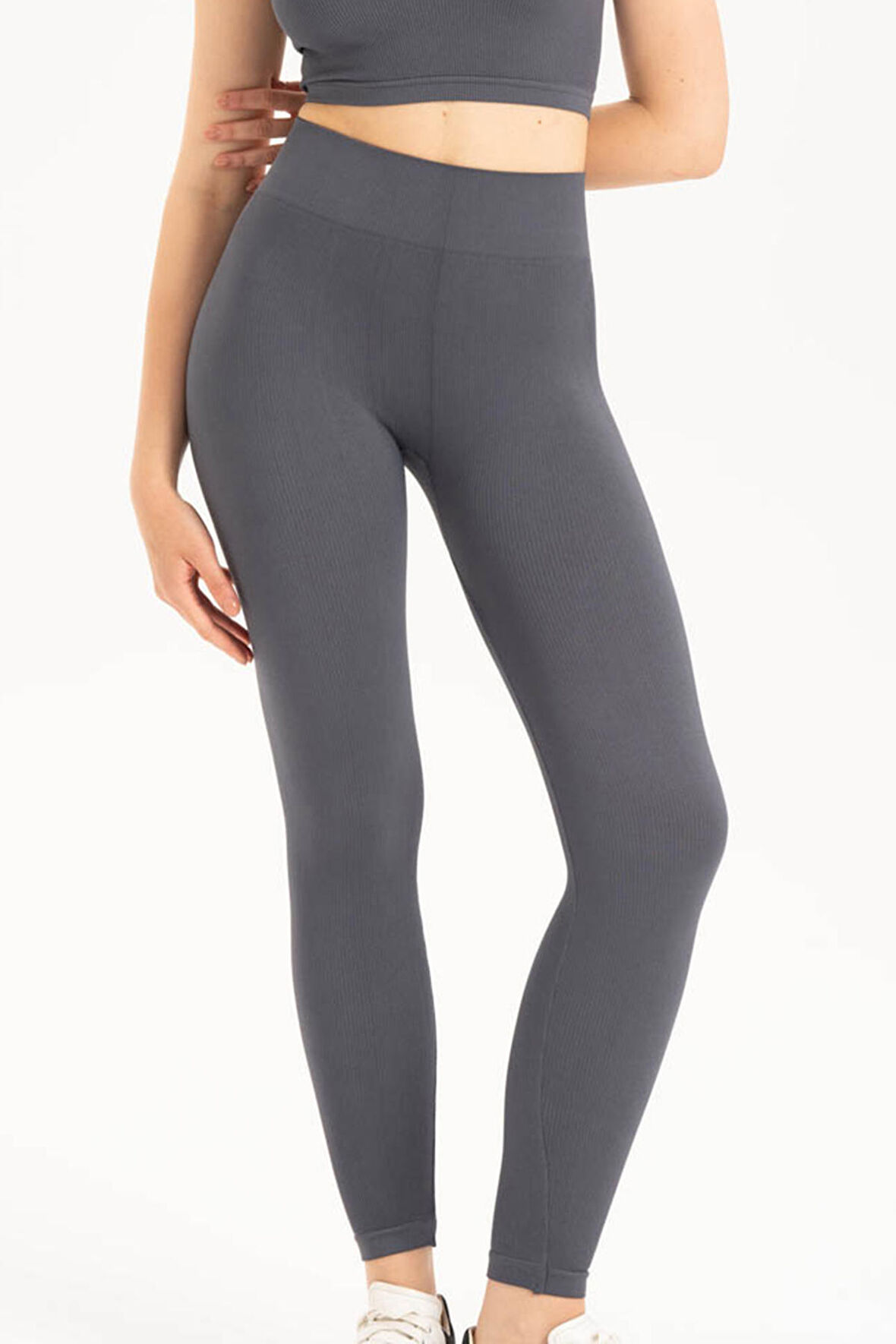  Formeasy Kadın Dikişsiz Örme Fitilli Yüksek Belli Toparlayıcı Fitilli Spor Tayt