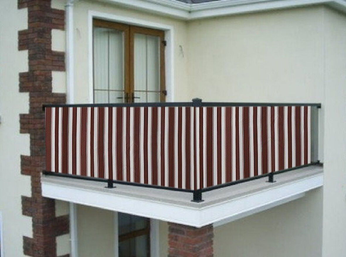 Ceylan Home Balkon Demir Perdesi Bağcıklı Kahve Kalın Çizgili 250x80