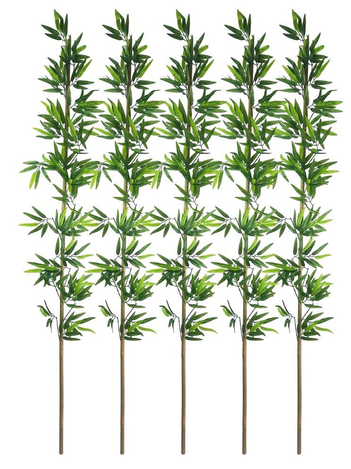 5li Set Yapay Bambu Sopası 20 Yapraklı 190cm Yapay Çiçek Bambu Duvarı Separatör Çiçeği Yapay Çiçek