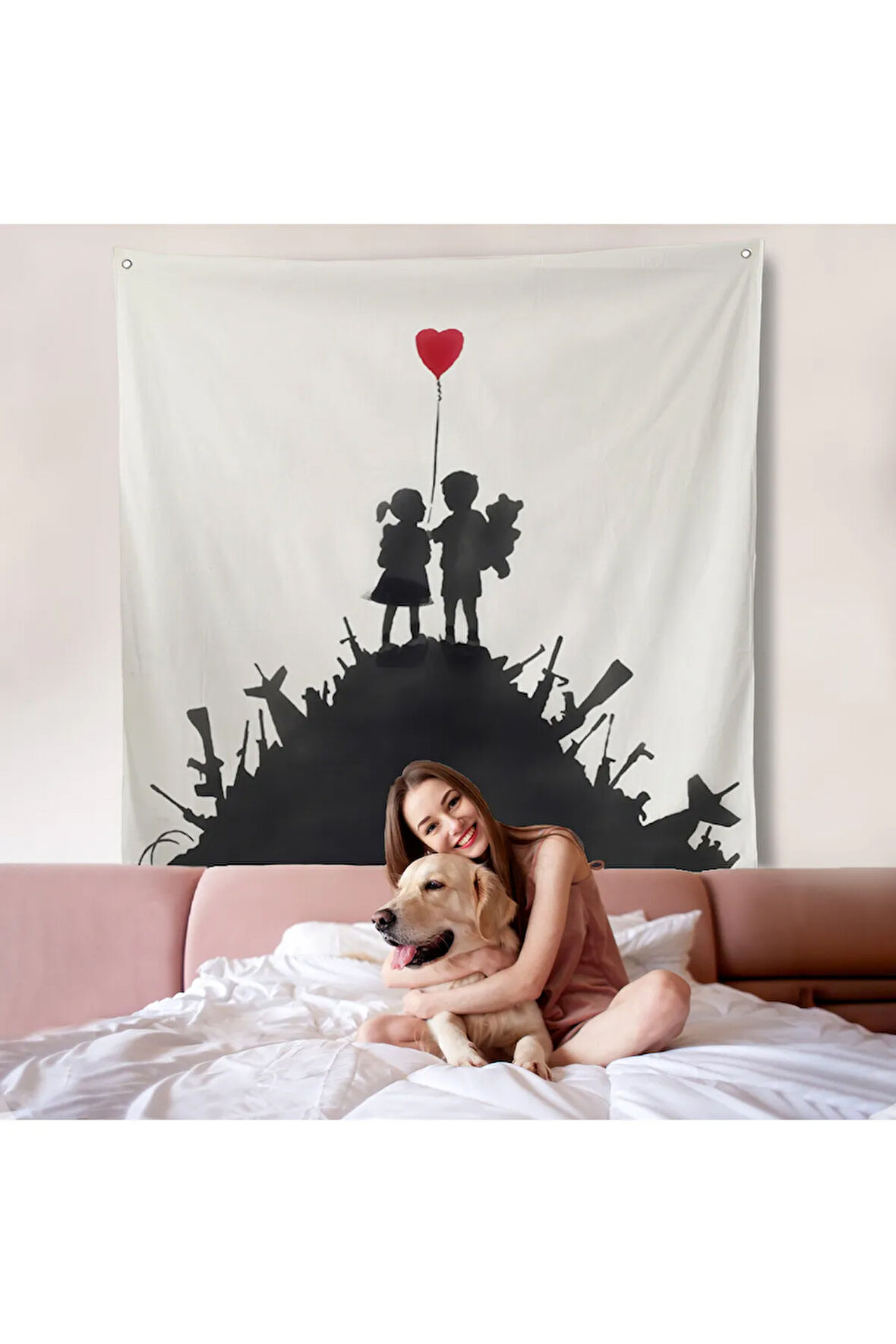 Bansky Kids on Guns - Silahlı Çocuklar Duvar Örtüsü-8336