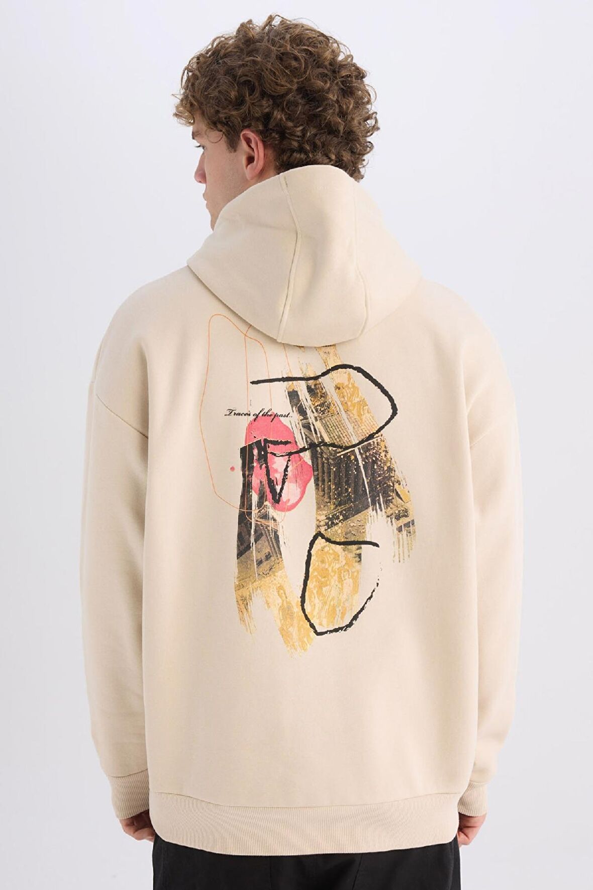 DeFacto Oversize Geniş Kalıp Kapüşonlu Sırt Baskılı Sweatshirt D0851AX24AUBG702