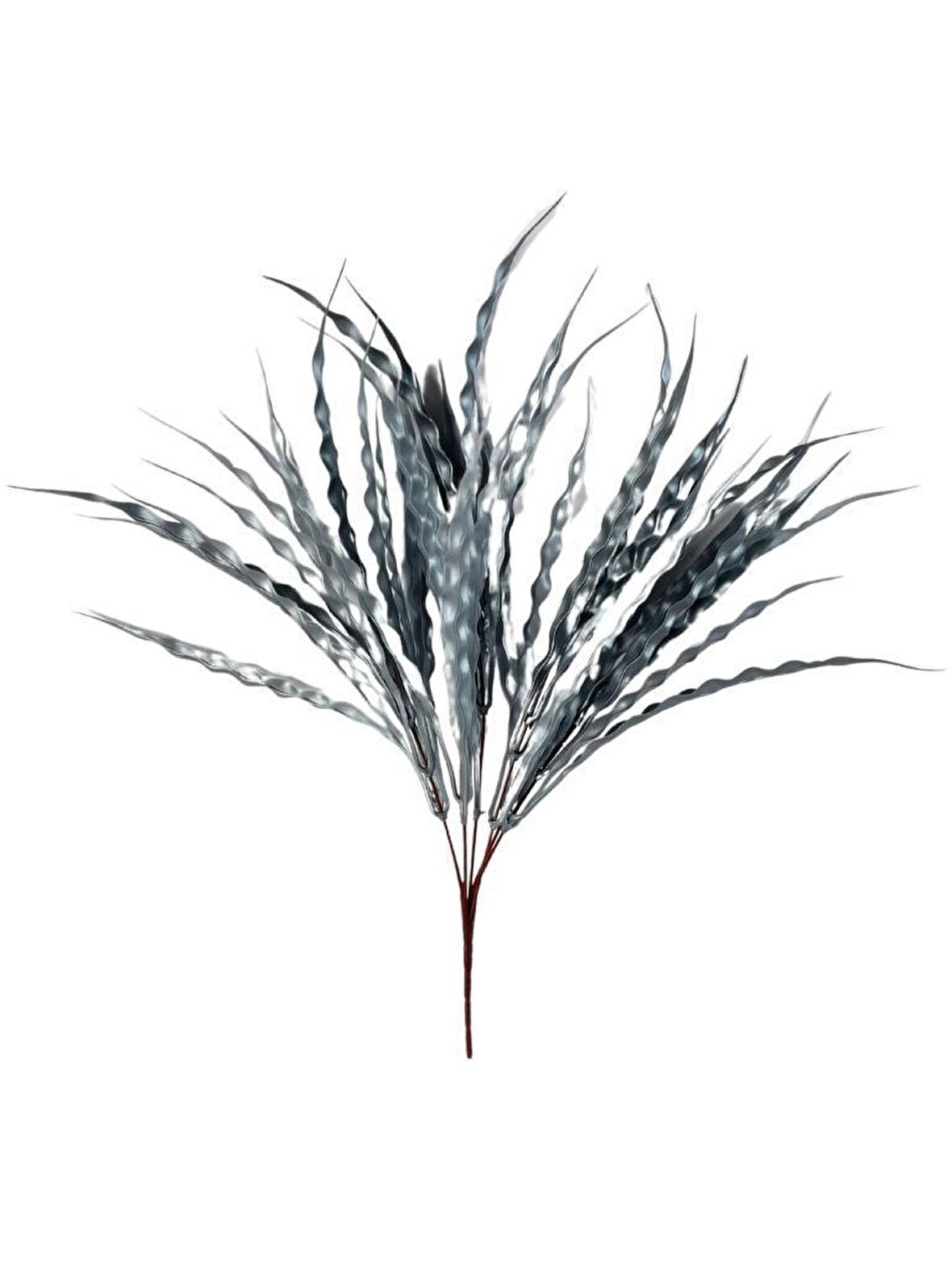 Yapay Çiçek Gümüş Kalın Kıvrımlı Saz Garnitür Aradal Dekoratif Yapay Bitki 45cm