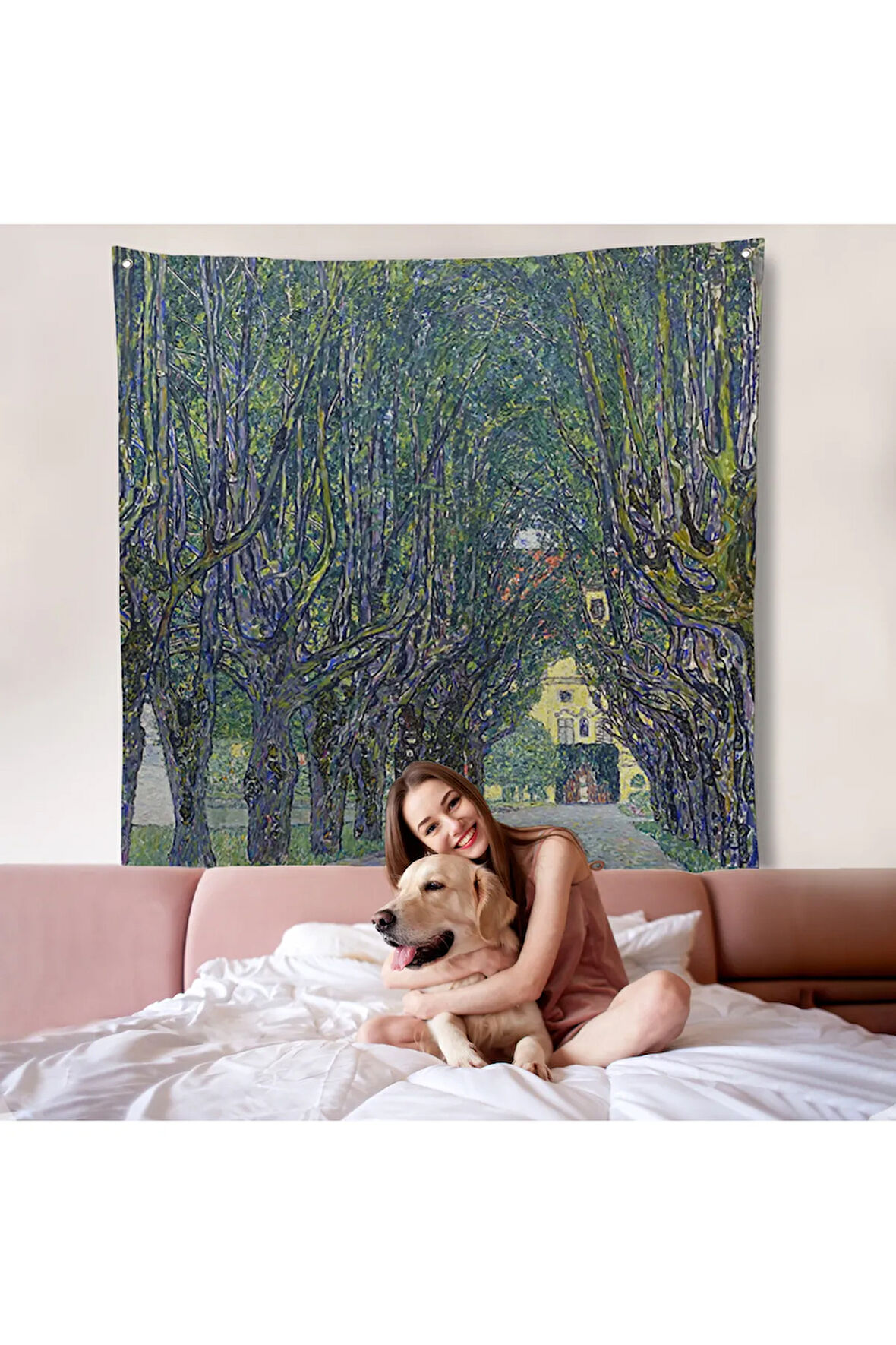 Allee at Schloss Kammer, Gustav Klimt Duvar Örtüsü-8342