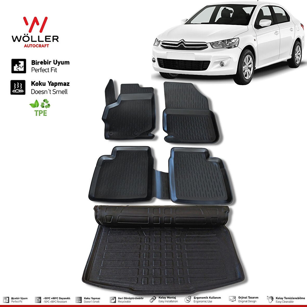 Citroen C Elysee Paspas Bagaj Havuzu 2012 2022 Arası 3d Havuzlu Wöller