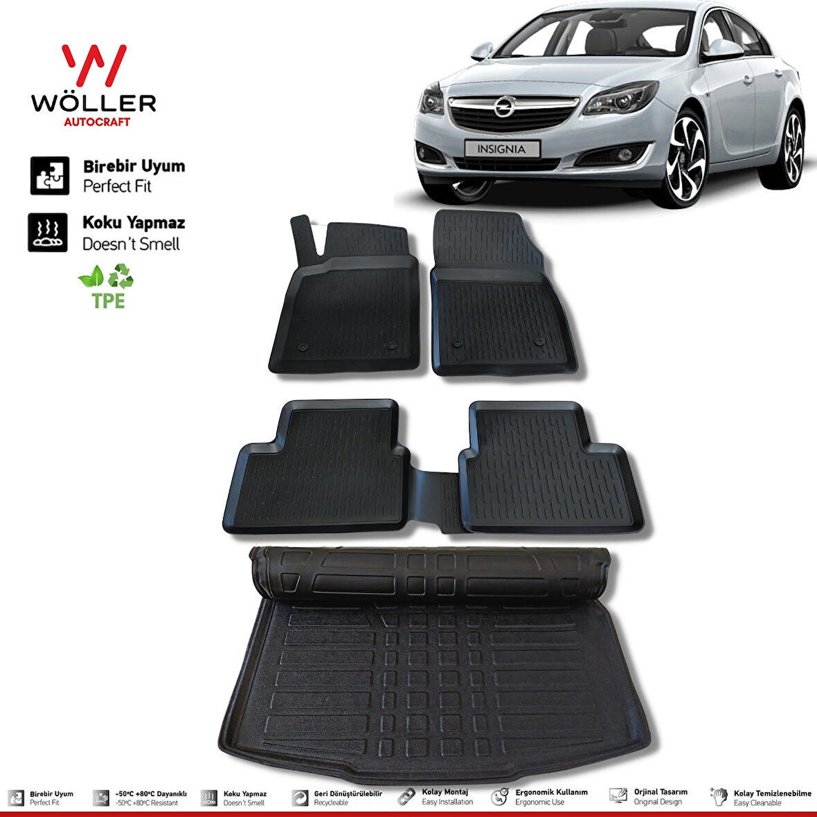 Opel İnsignia Paspas Bagaj Havuzu 2009 2016 Arası 3d Havuzlu Wöller
