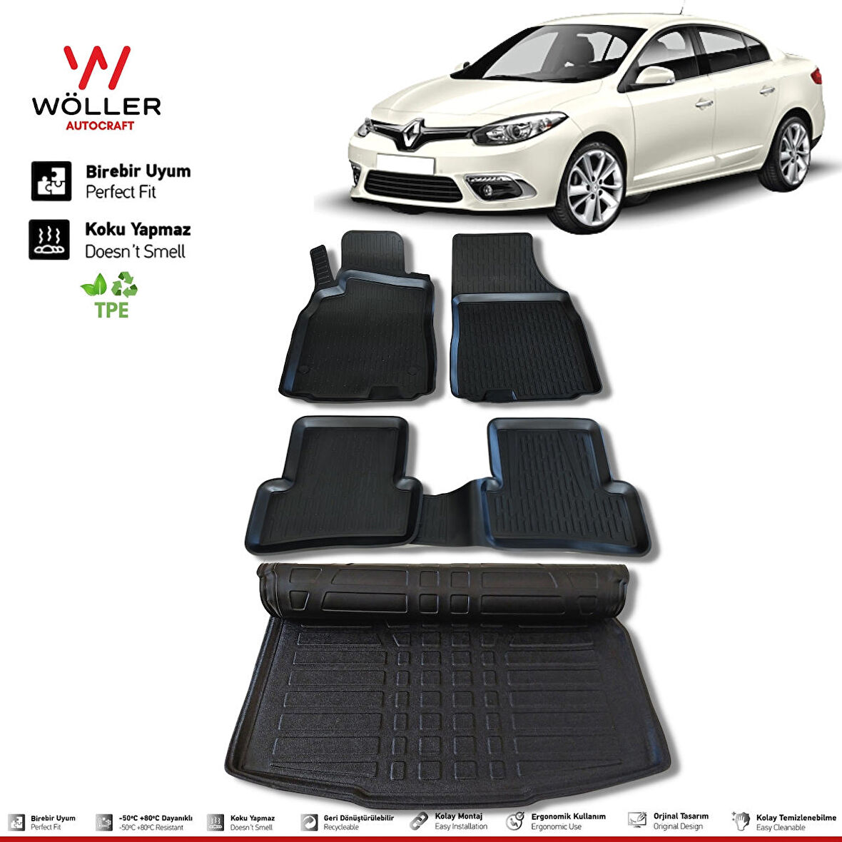 Renault Fluence Paspas Bagaj Havuzu 2009 Sonrası 3d Havuzlu Wöller