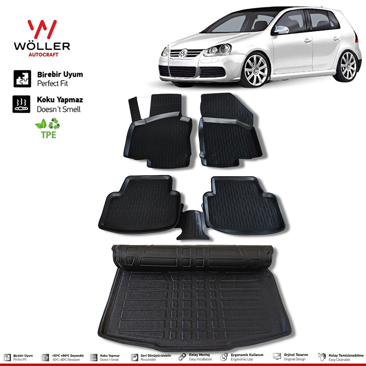 Volkswagen Golf 5 Paspas Bagaj Havuzu 2004 2008 Arası 3d Havuzlu Wöller