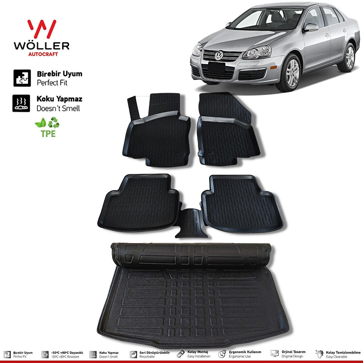 Volkswagen Jetta Paspas Bagaj Havuzu 2005 2010 Arası 3d Wöller Ultraflex Set