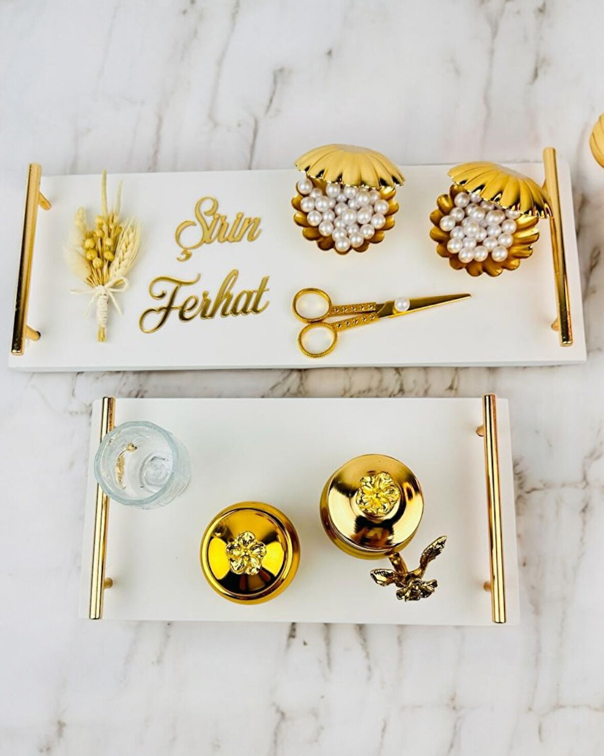Bond Gold Söz ve Mermer Nişan Tepsisi