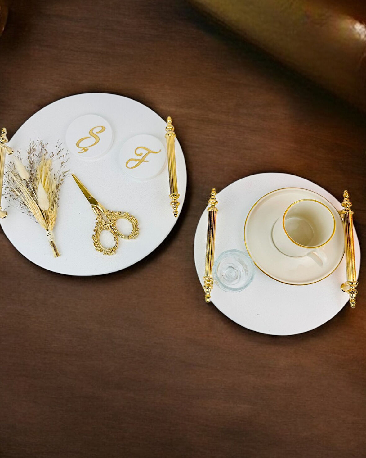 Commitment  Gold Polyester Nişan Tepsisi 