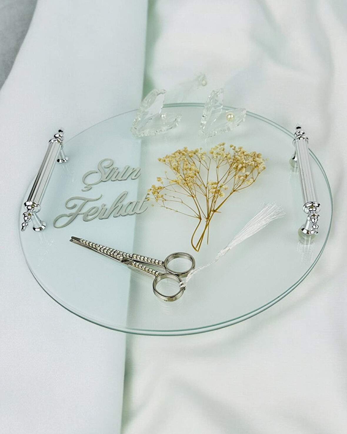 Radiant Gümüş Çiftcam Söz Tepsisi