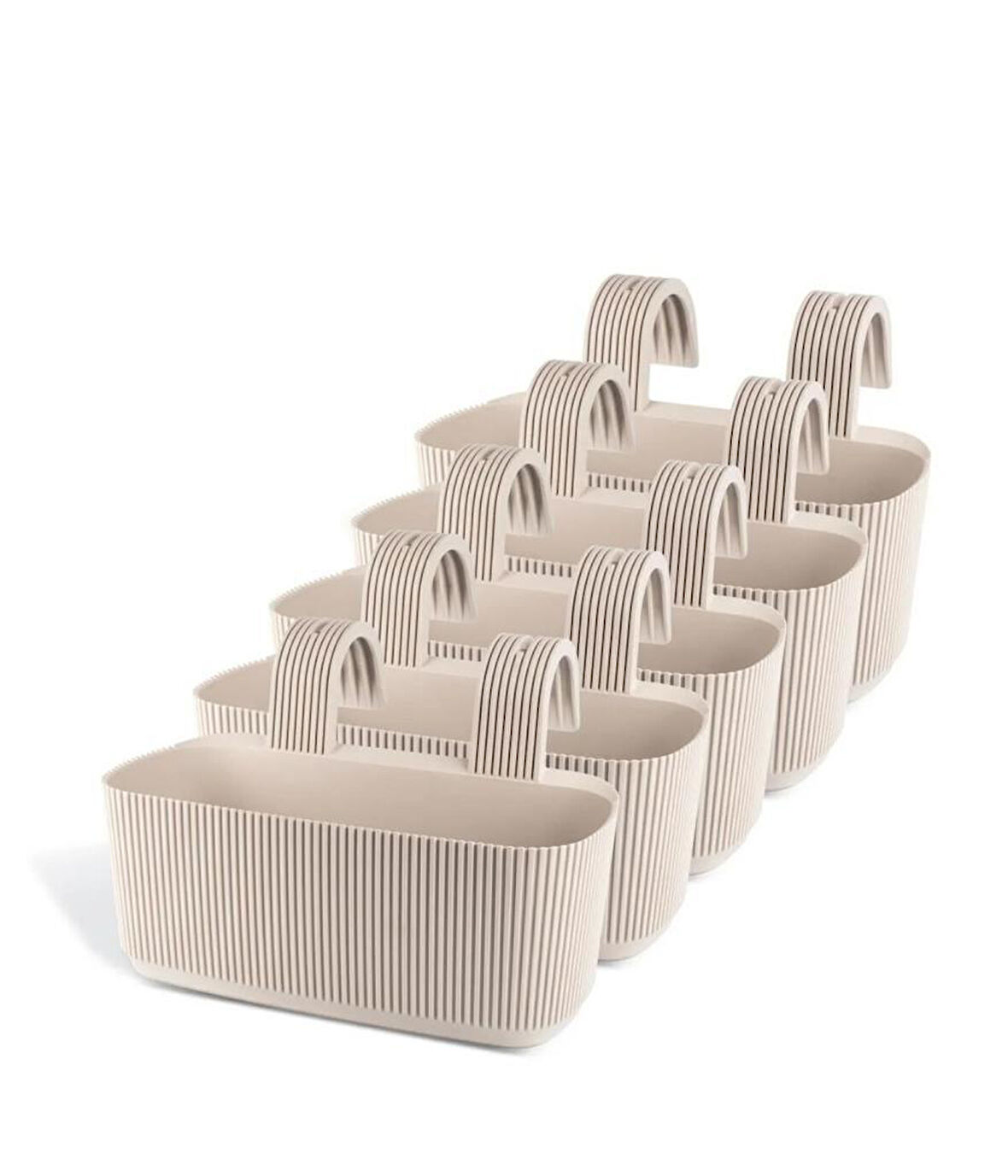 Omnipazar KRS-249 Plastik Pera Askılı Balkon Saksı 3.2 Lt Krem 5 Adet
