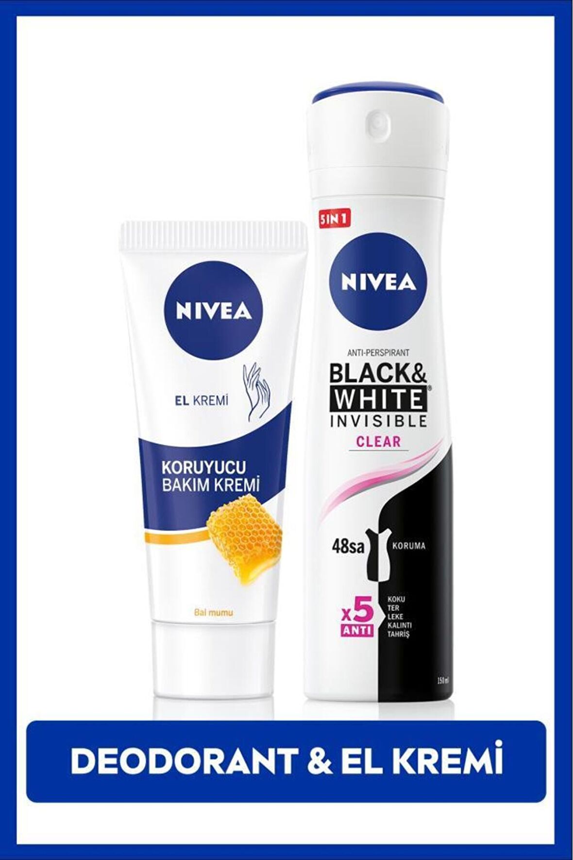 Nivea Kadın Sprey Deodorant Black&white 150ml Ve Nemlendirici Koruyucu El Bakım Kremi 75ml