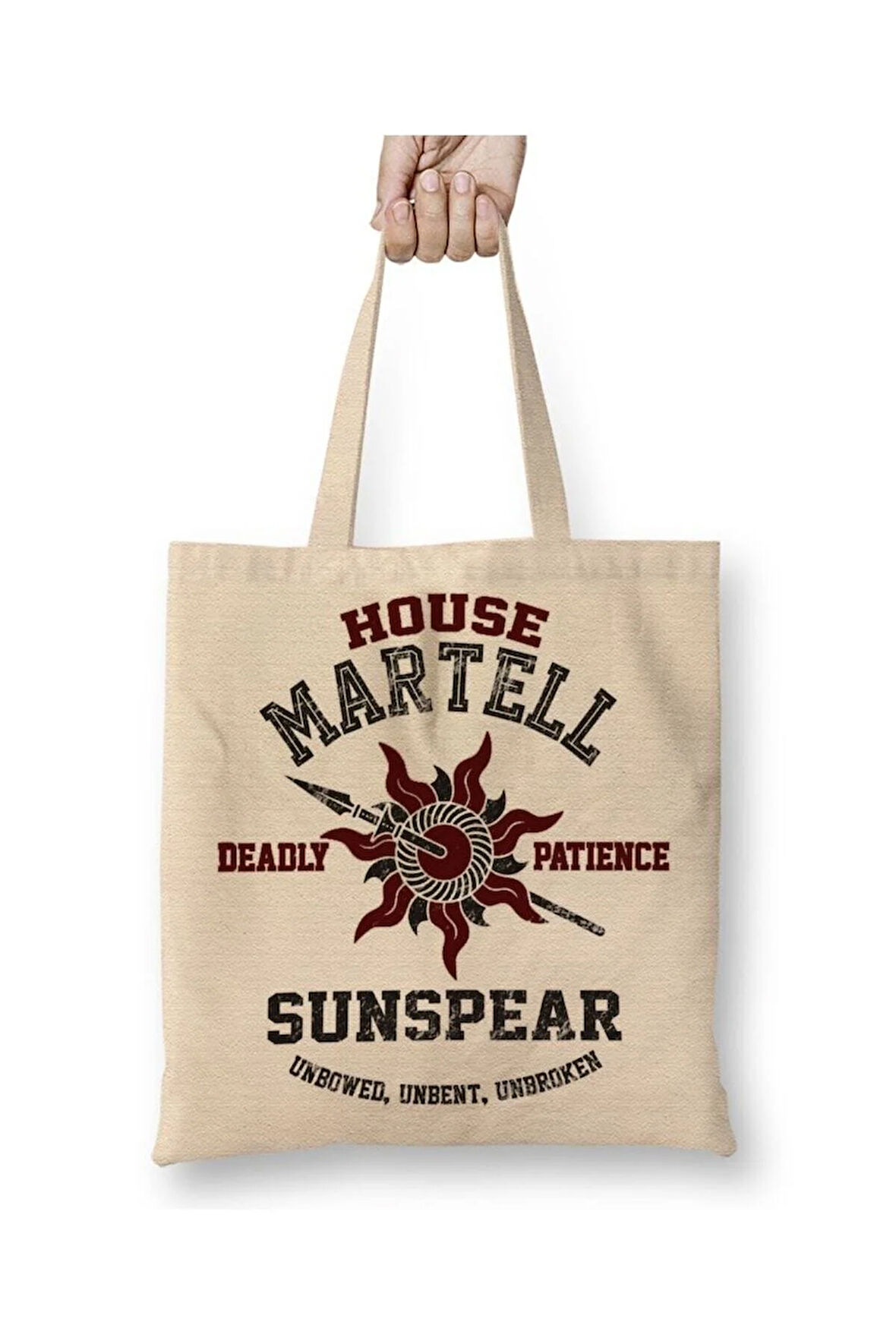 Game Of Thrones House Martell Beyaz Bez Çanta Uzun Saplı Alışveriş Çantası Plaj Çantası